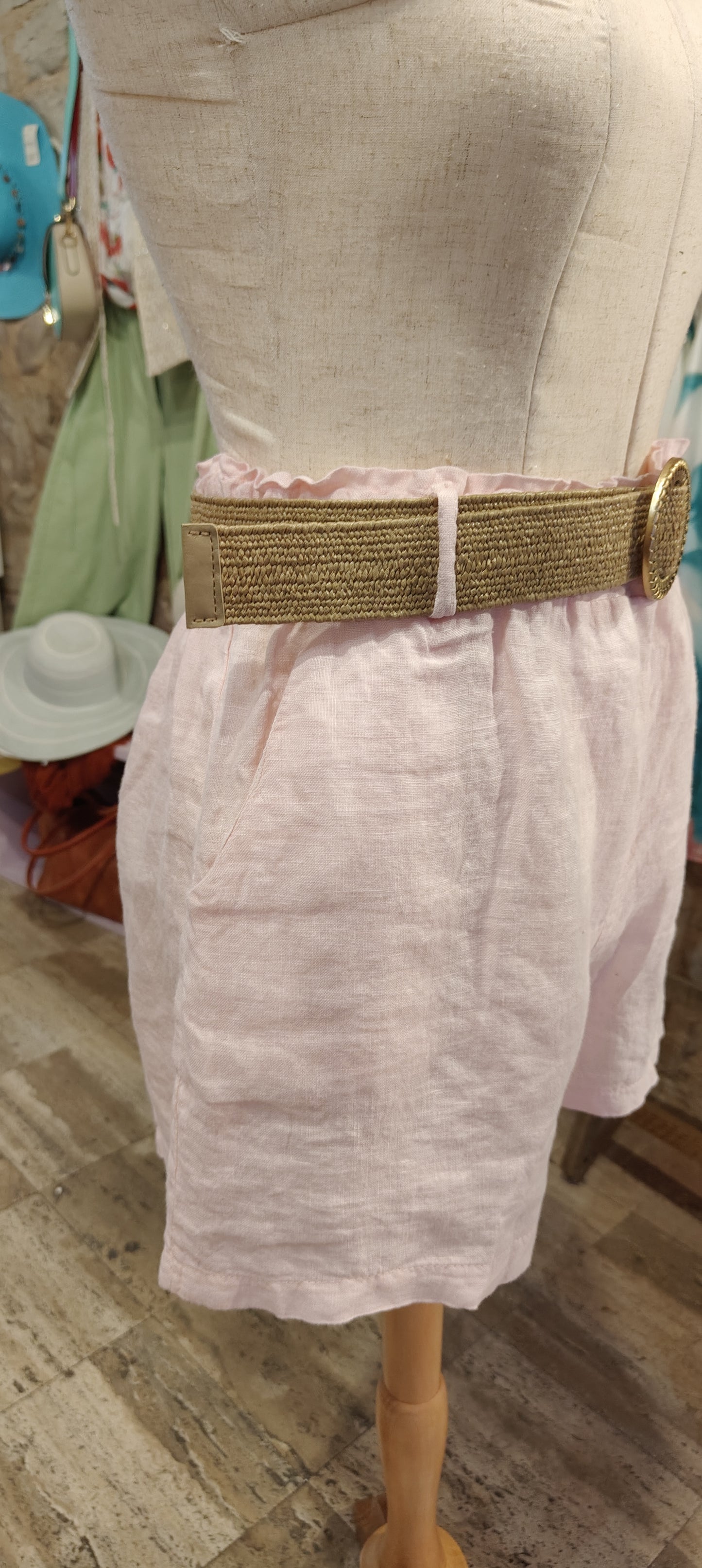 Shorts lino rosa