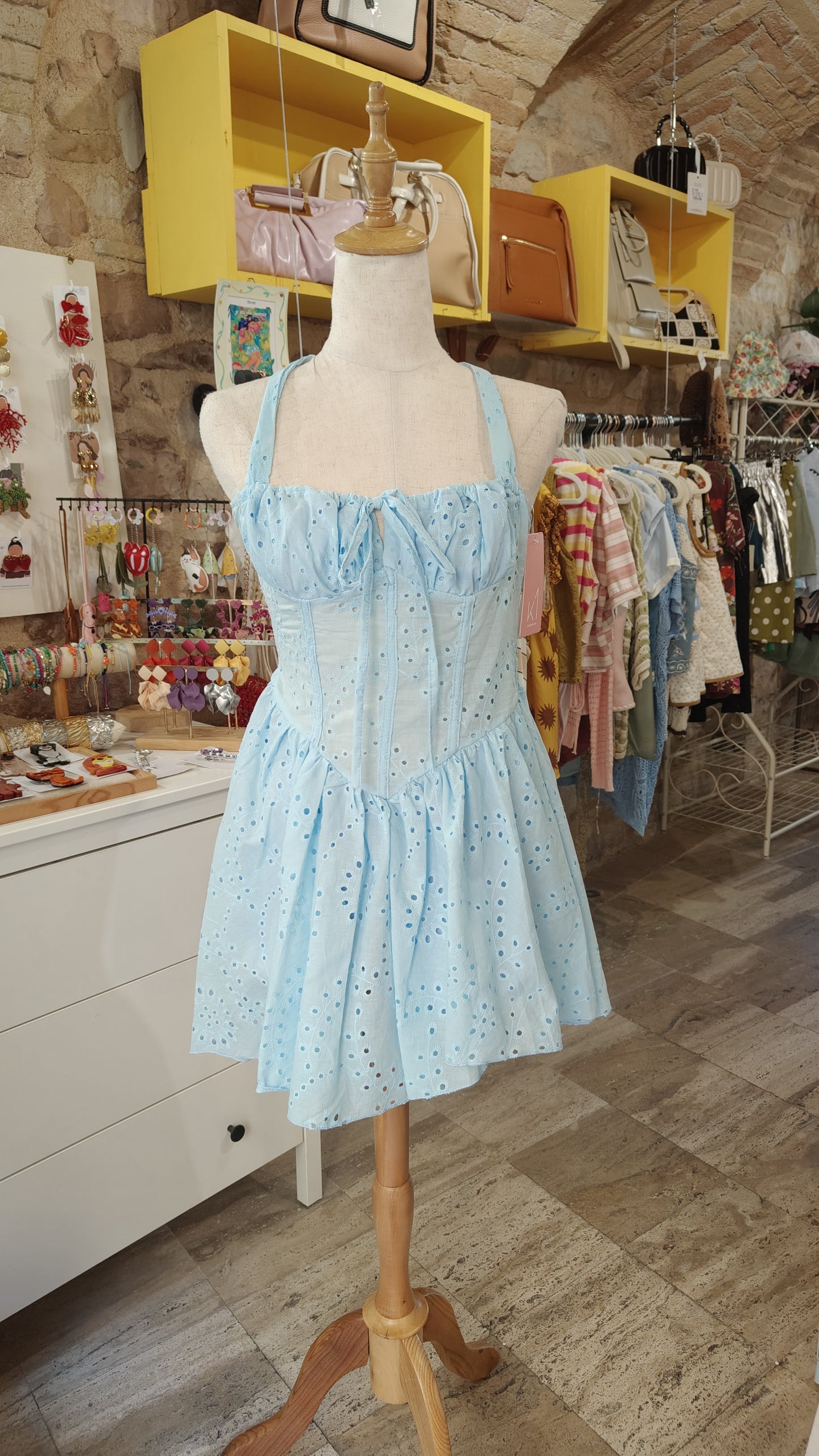 Abito bustier azzurro