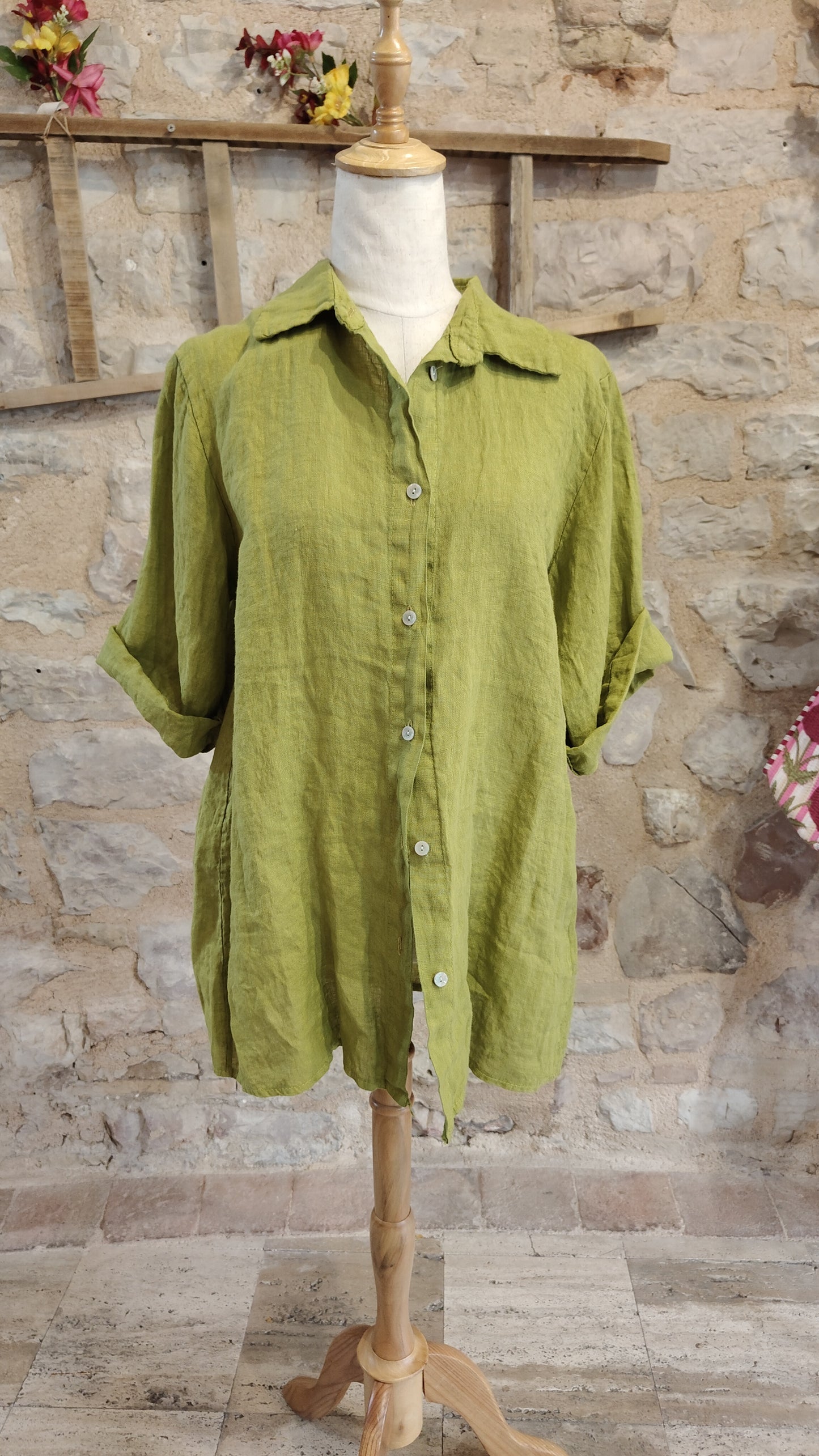 Camicia 3/4 verde