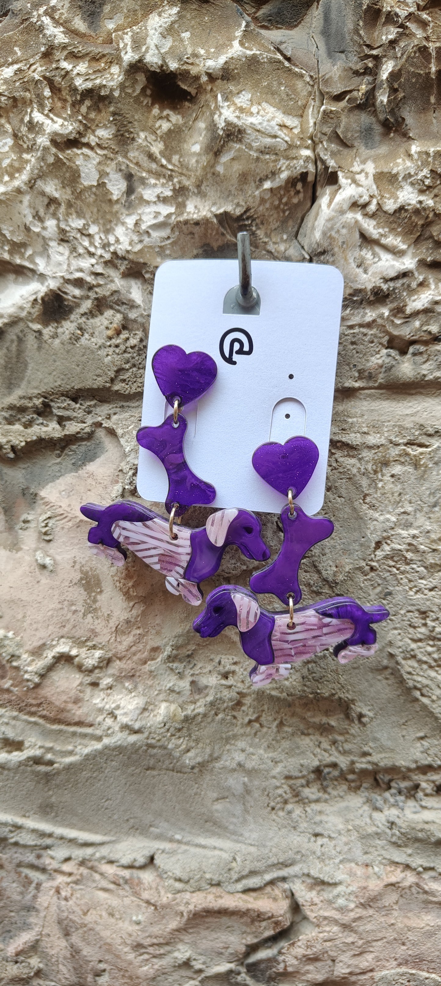 Orecchini cane viola