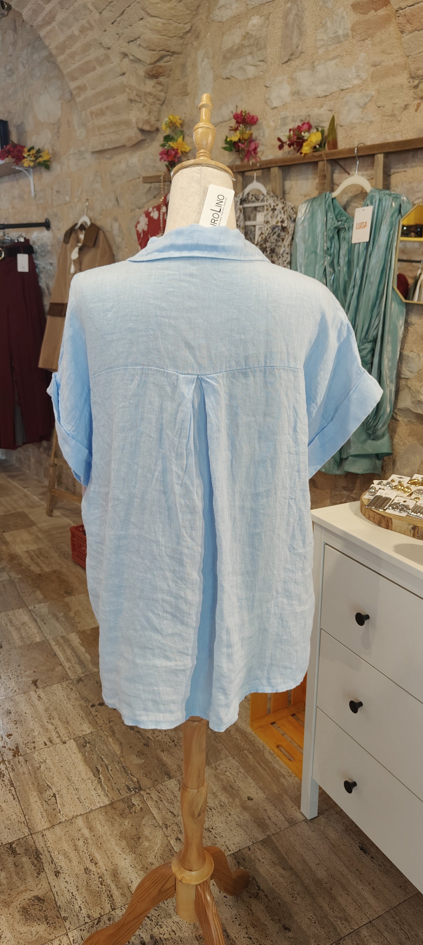 Camicia celeste lino