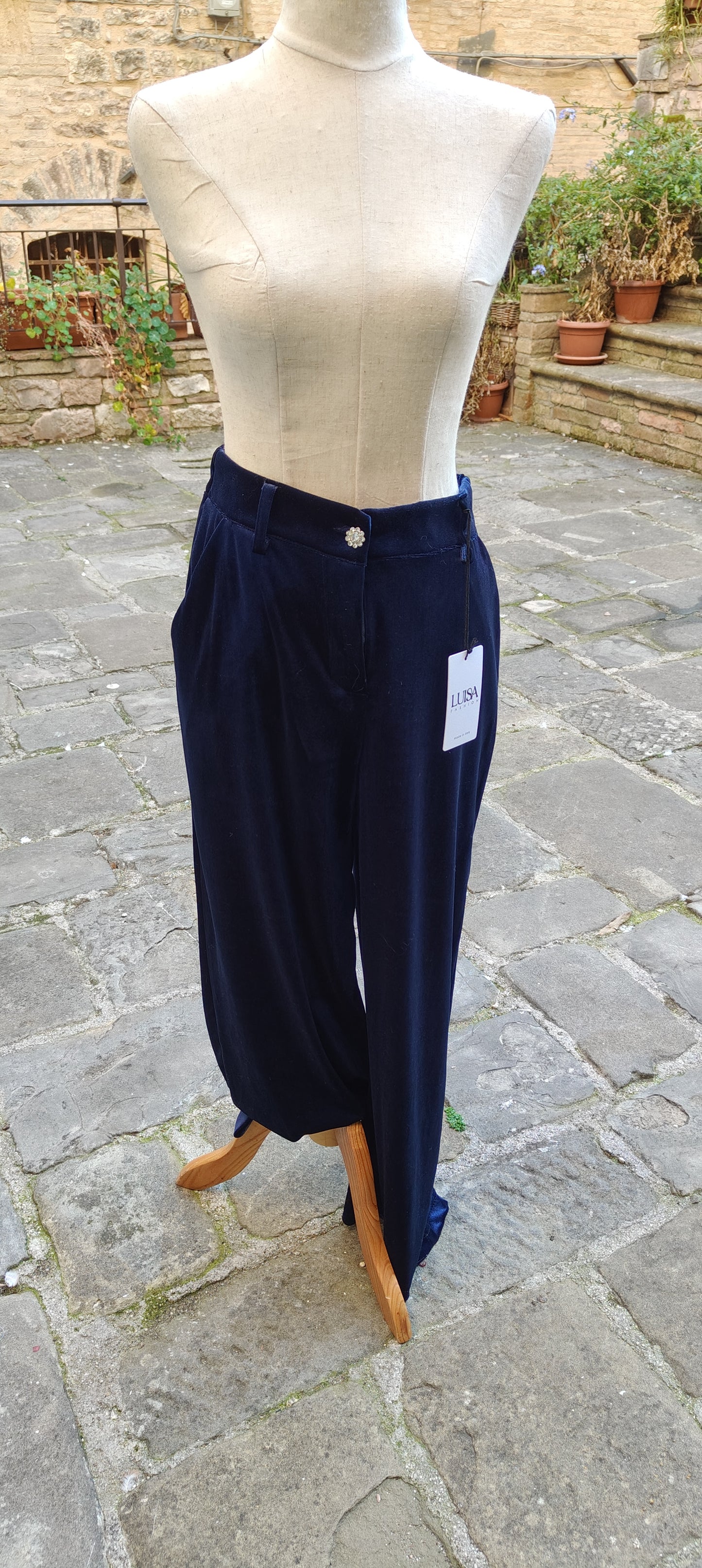 Pantaloni velluto blu