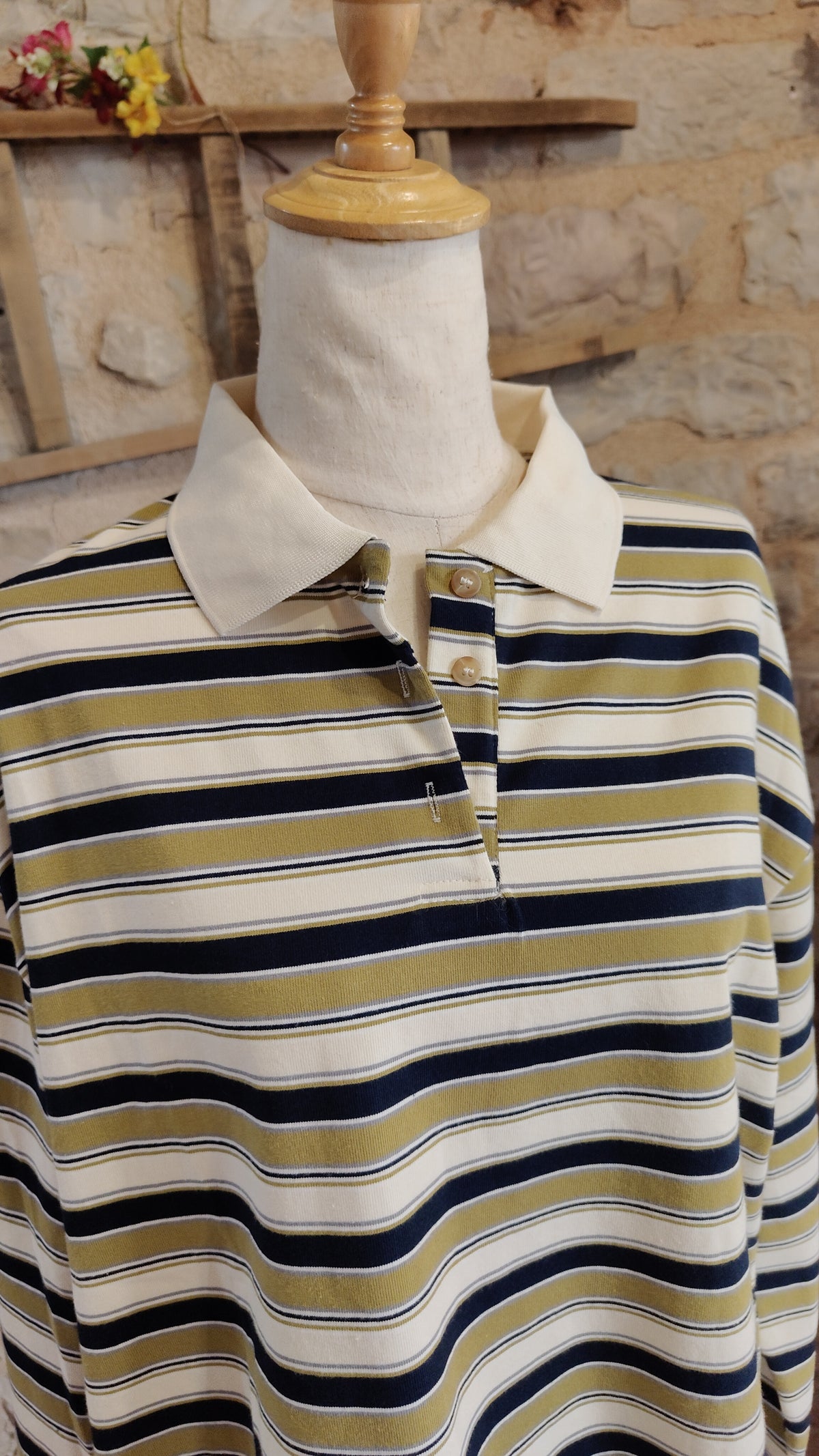 Polo righette oliva