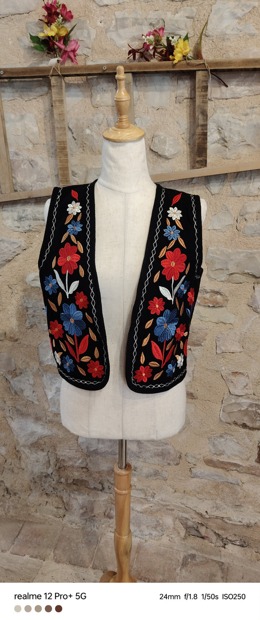 Gilet flower nero