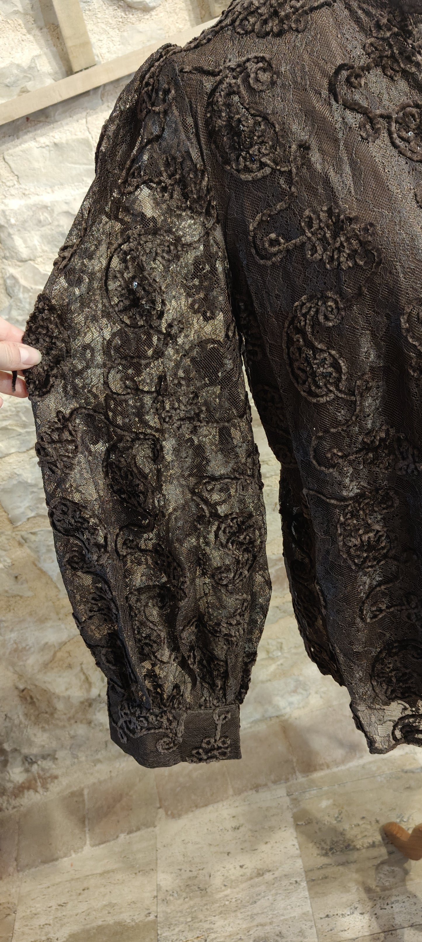 Camicia pizzo marrone