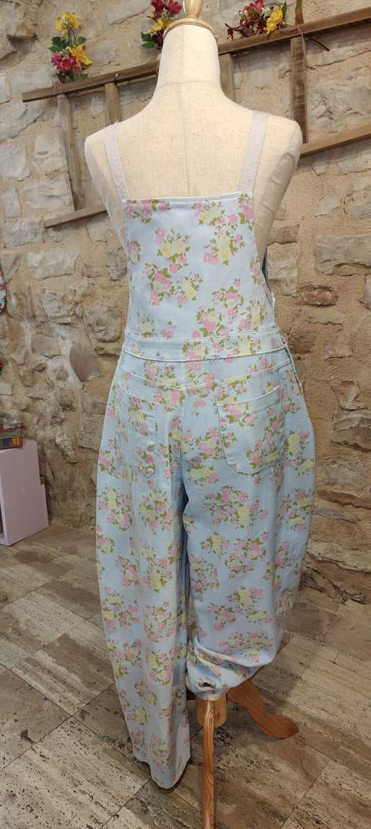 Salopette fiorellini (azzurra)