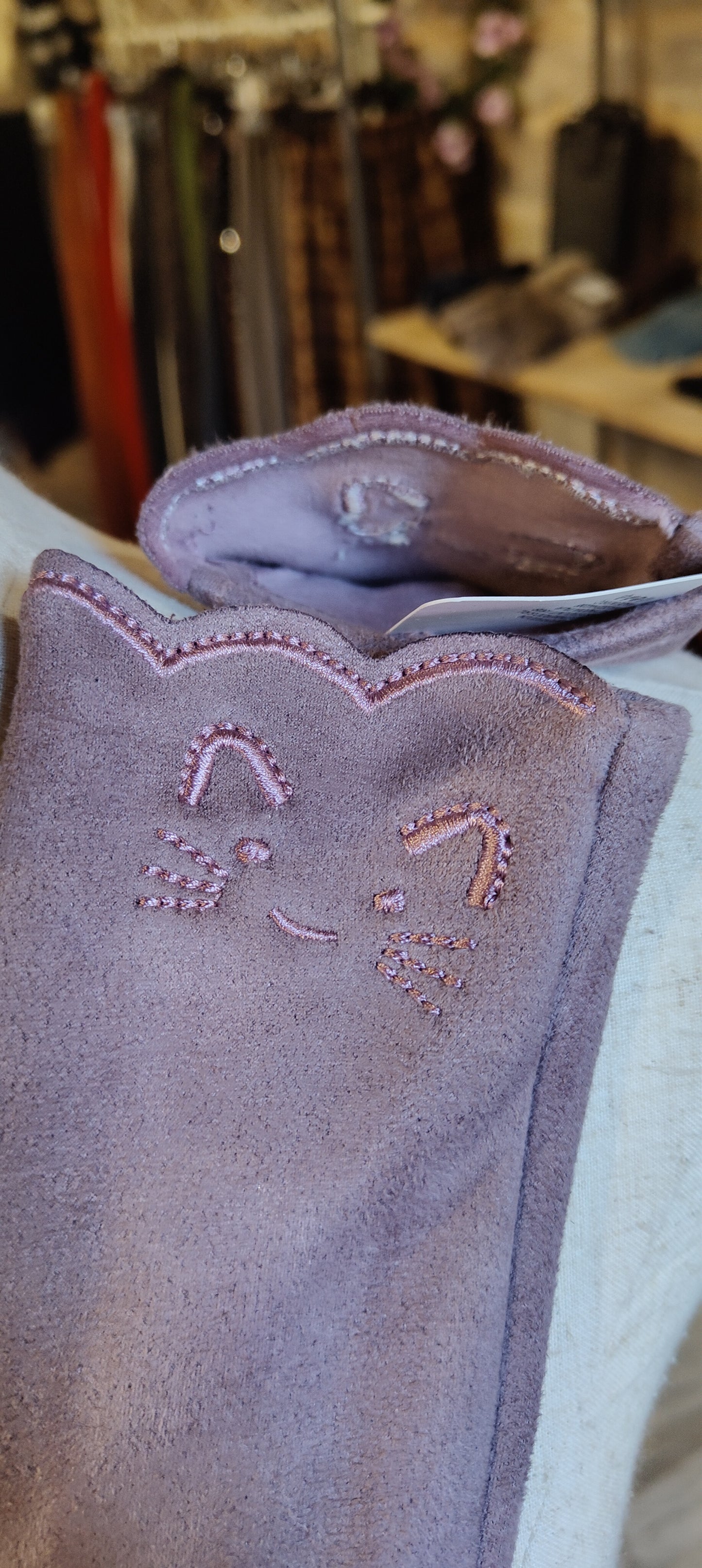 Guanti gatto lavanda