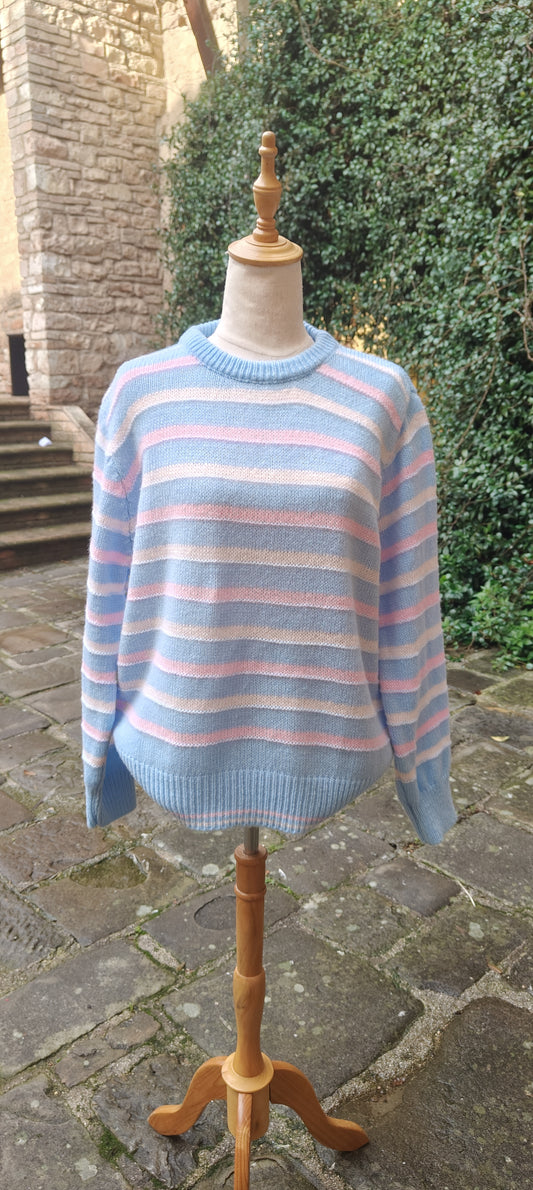 Maglione a righe azzurro