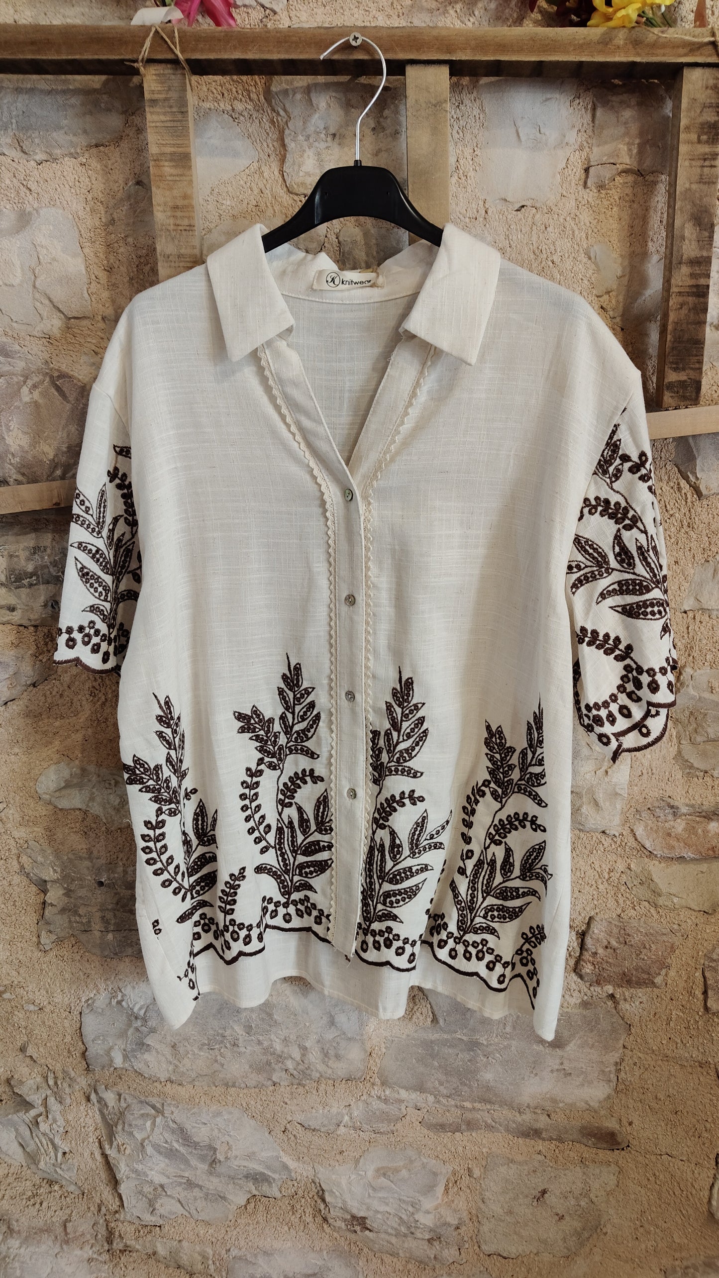 Camicia ricametti panna