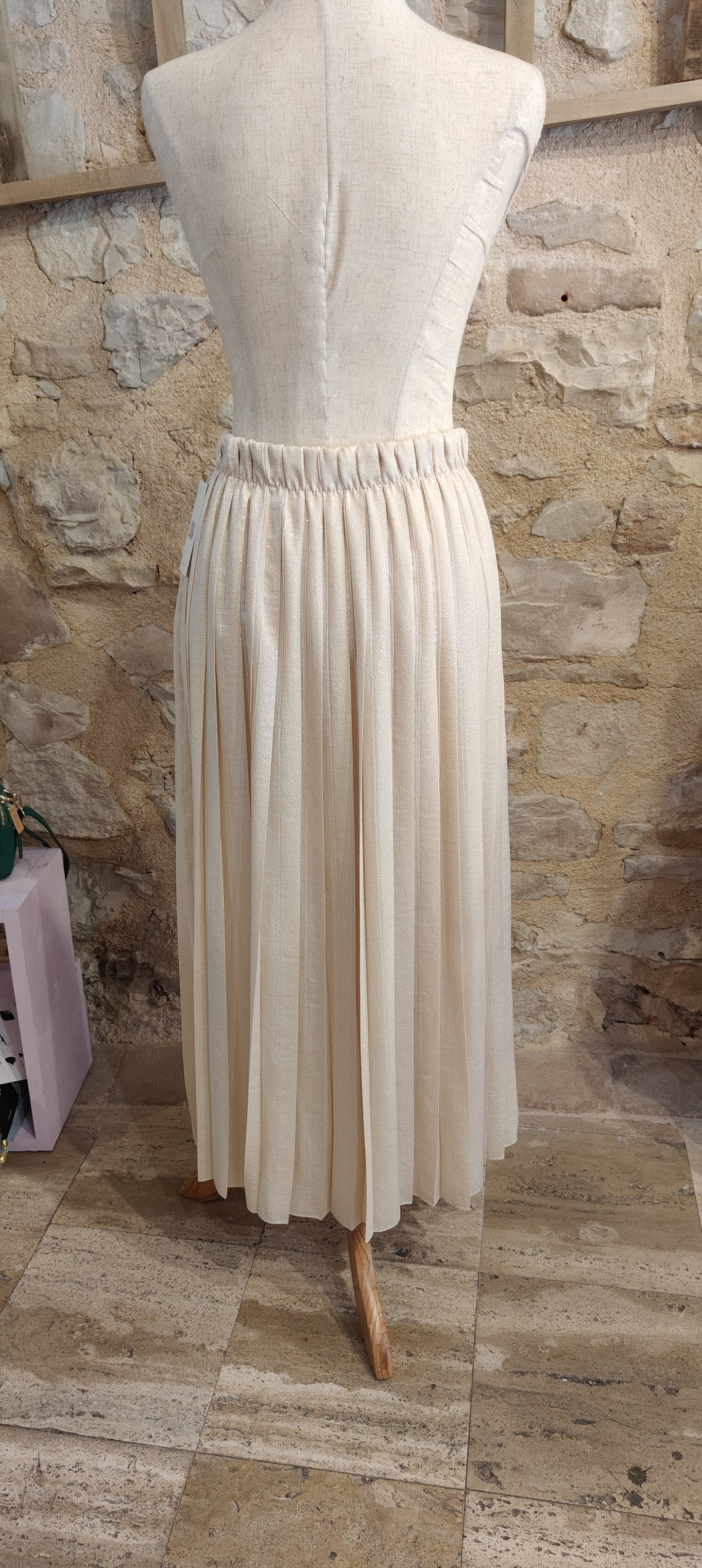 Gonna plissettata beige