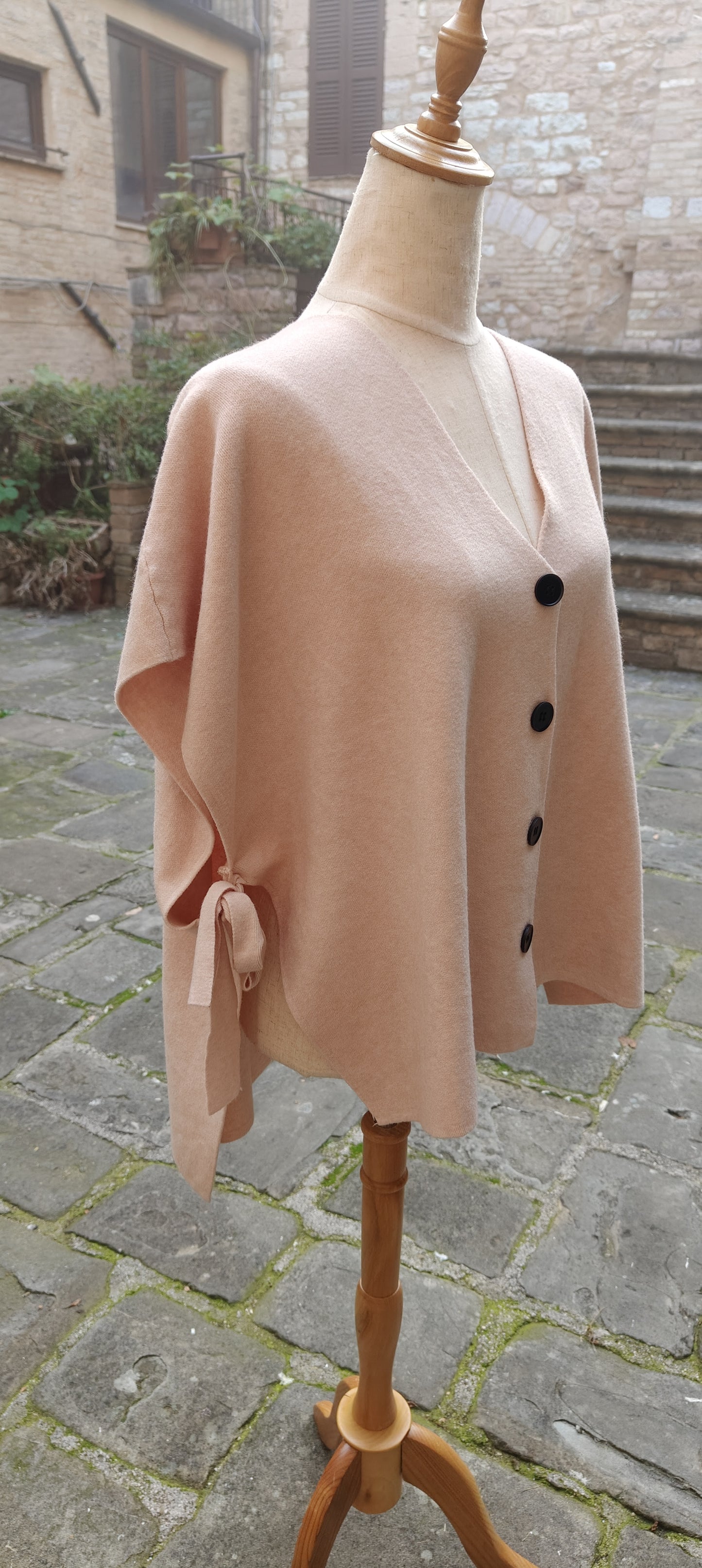 Gilet/poncho rosa antico