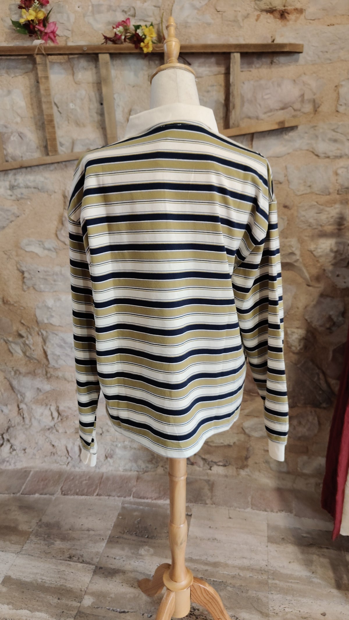 Polo righette oliva