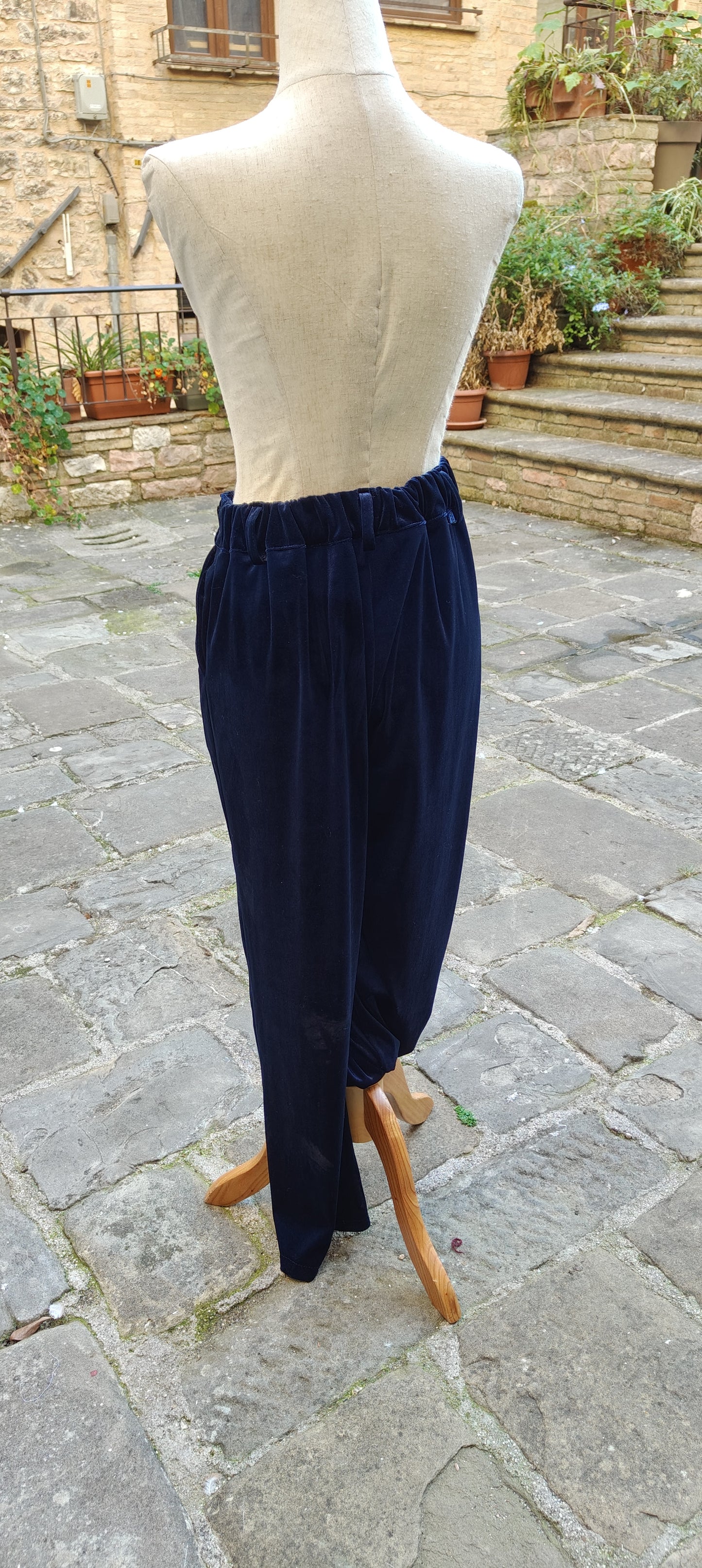 Pantaloni velluto blu