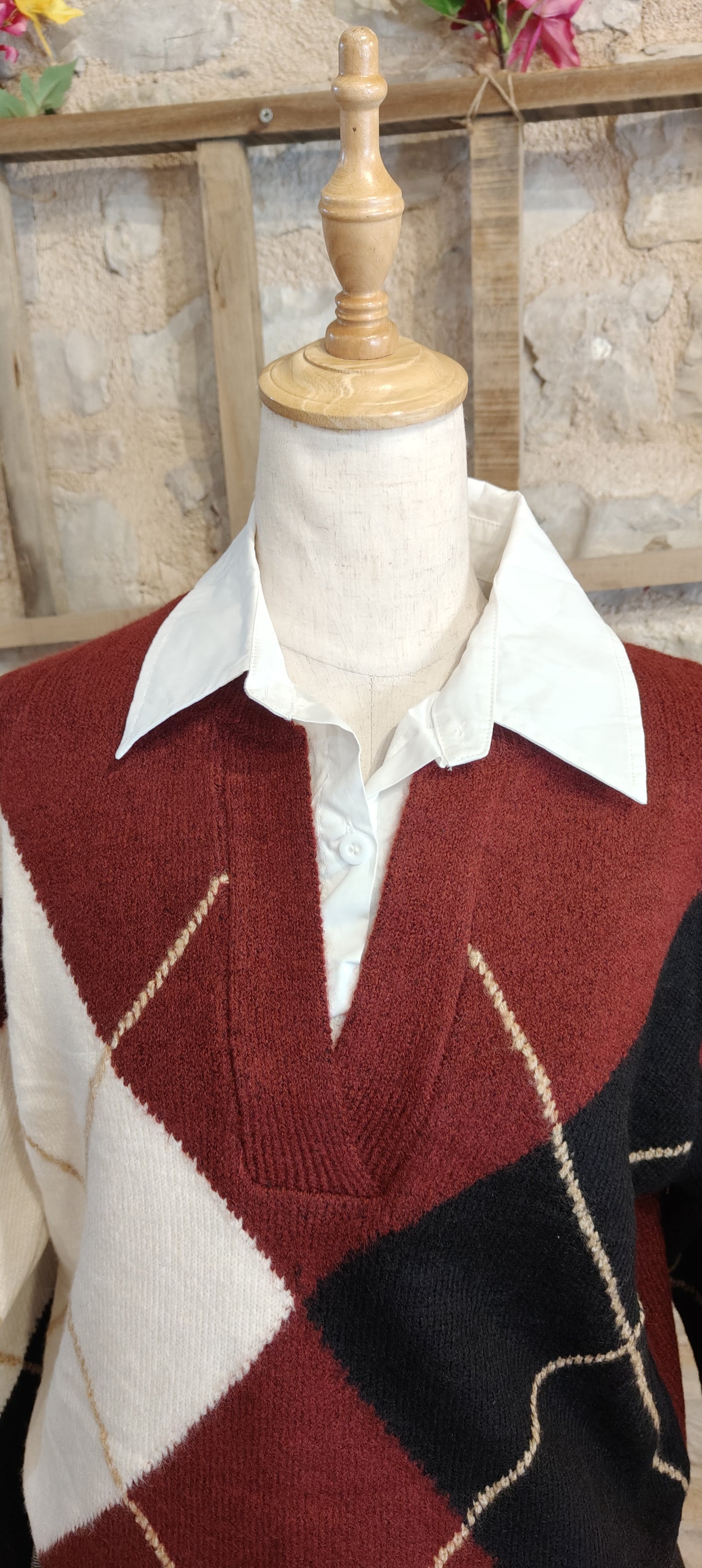 Maglioncino rombi bordeaux