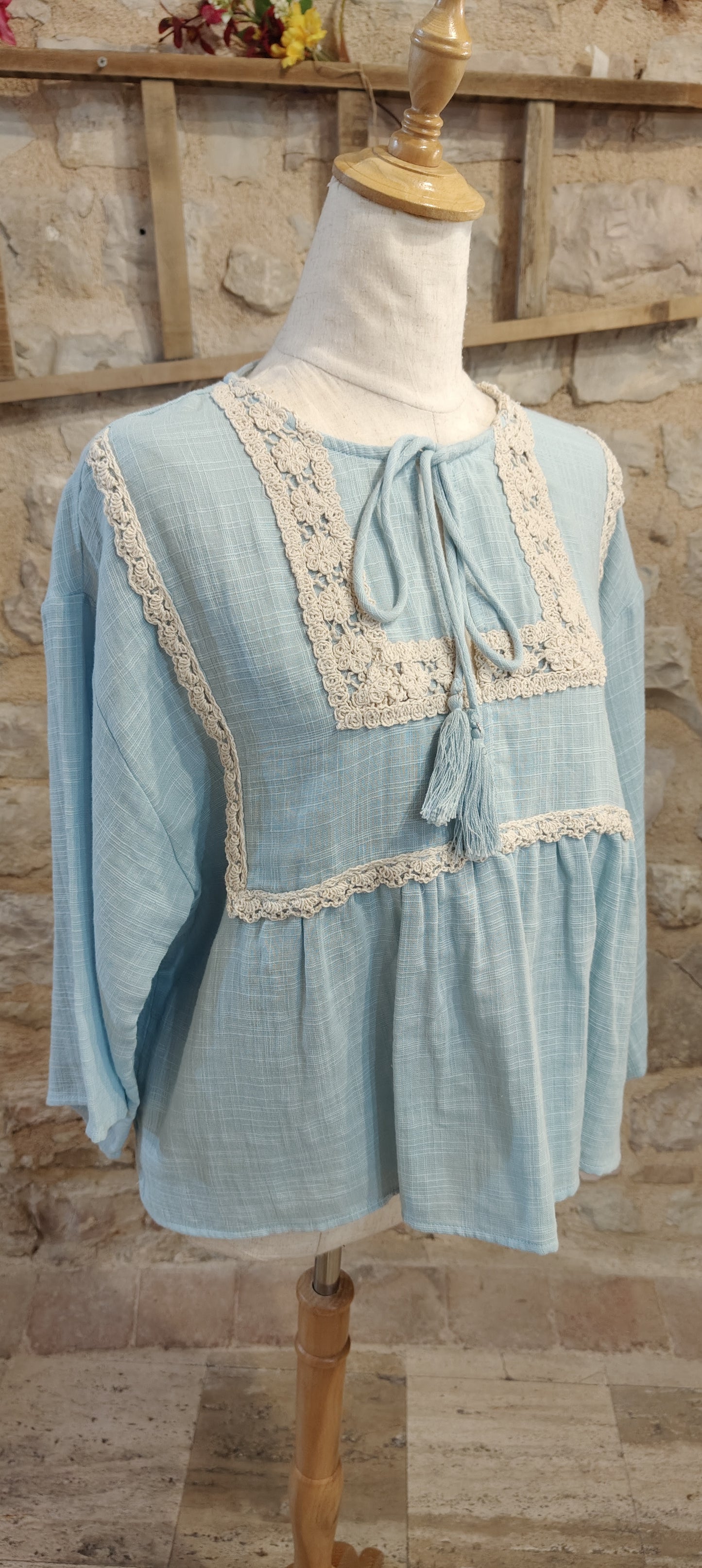 Blusa bohème (azzurra)