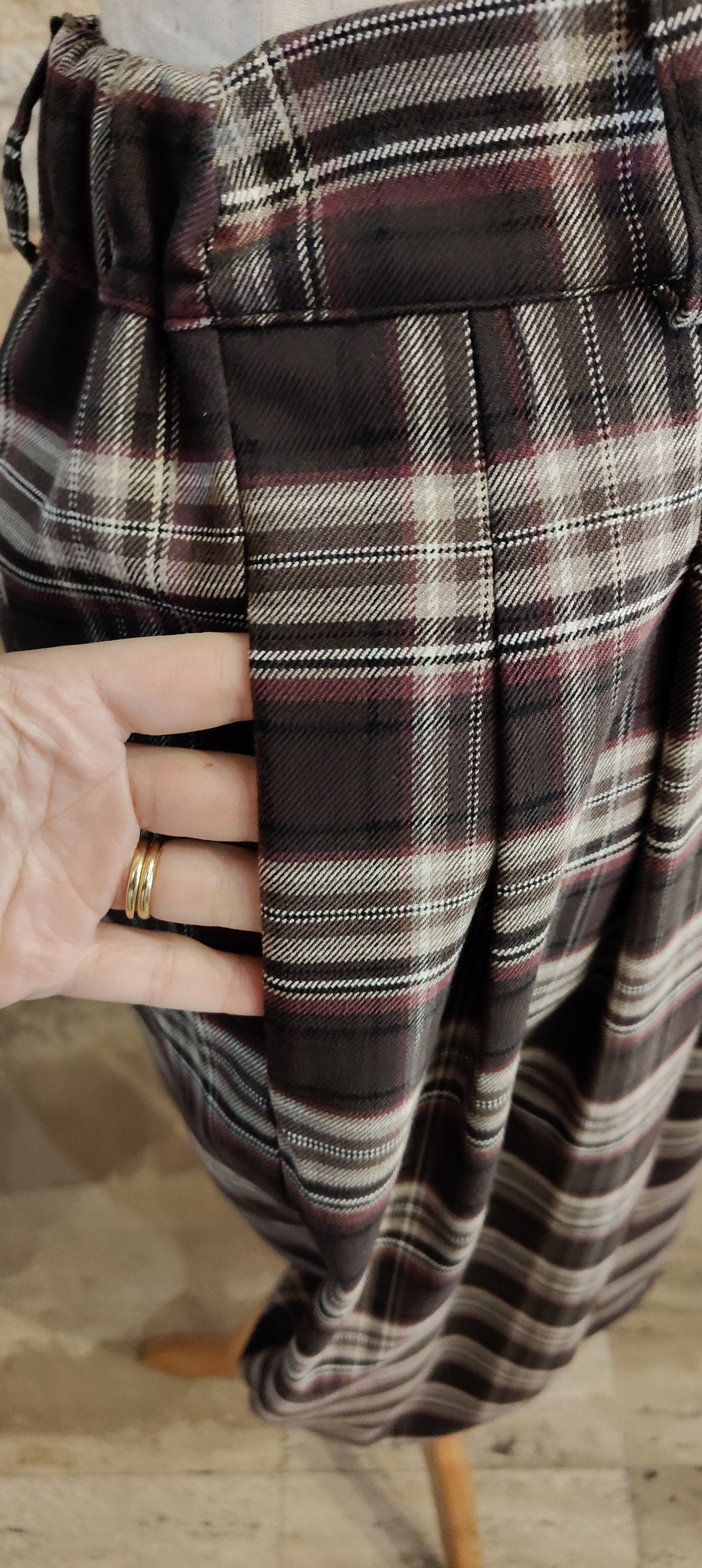 Pantalone baloon scozzesi bordeaux