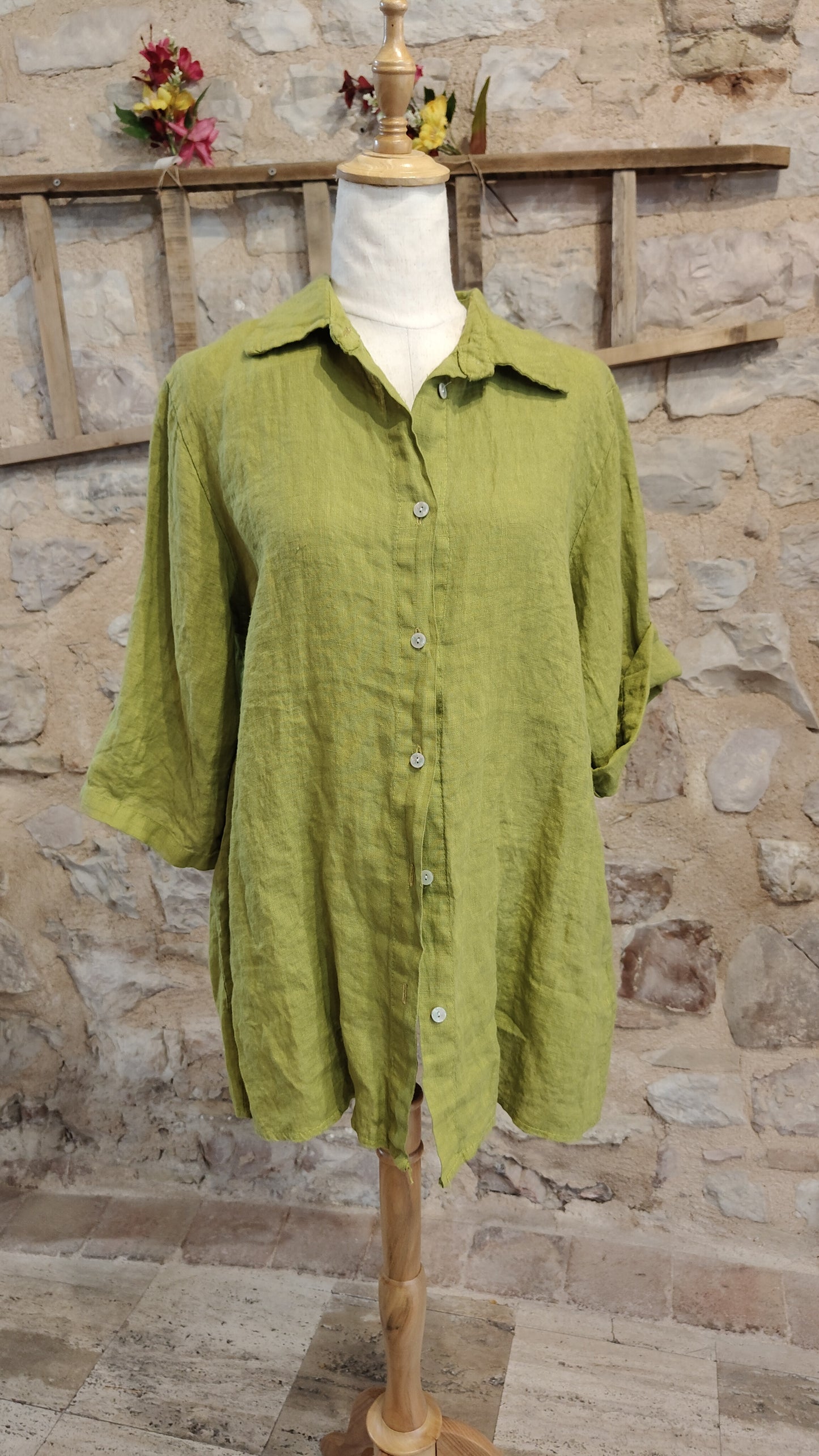 Camicia 3/4 verde