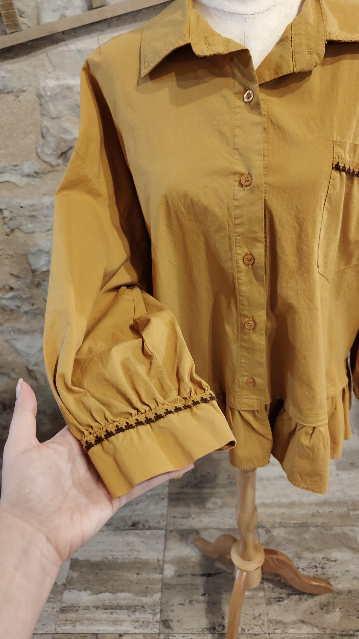 Camicia campanella senape