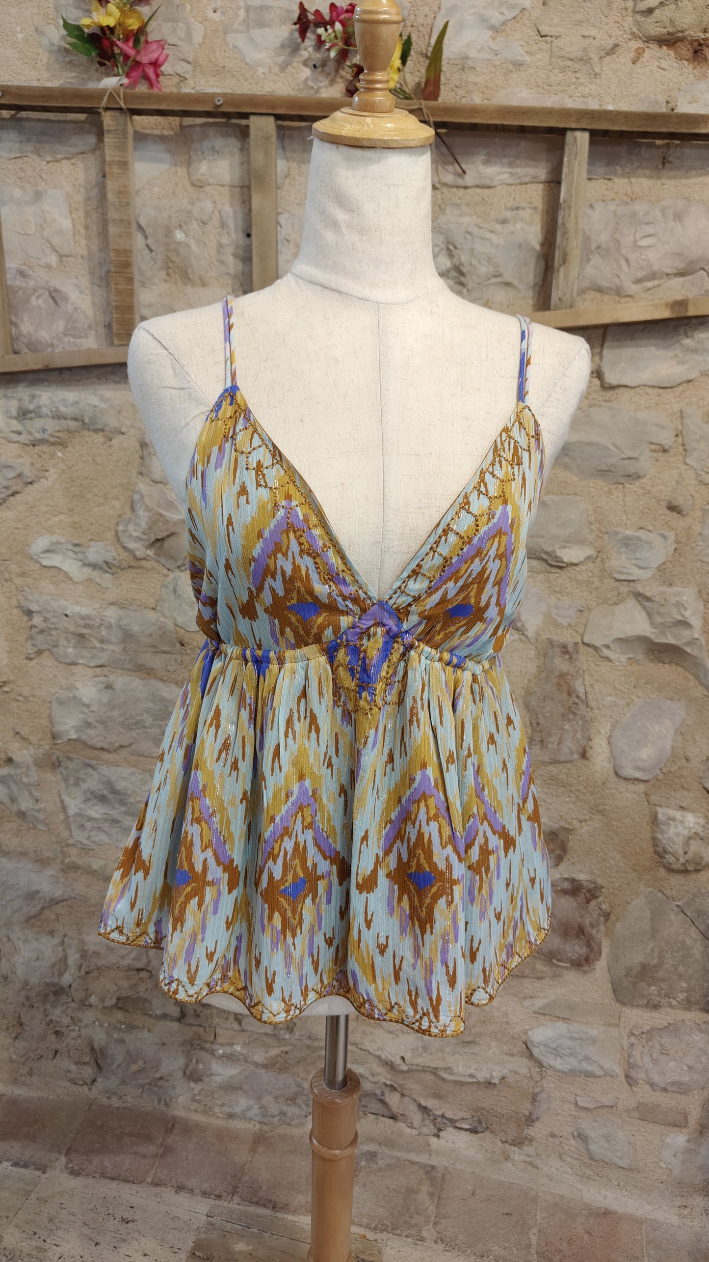 Top zig zag blu
