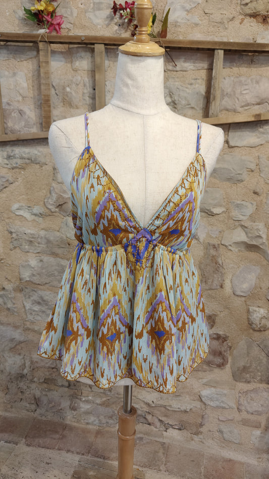 Top zig zag blu
