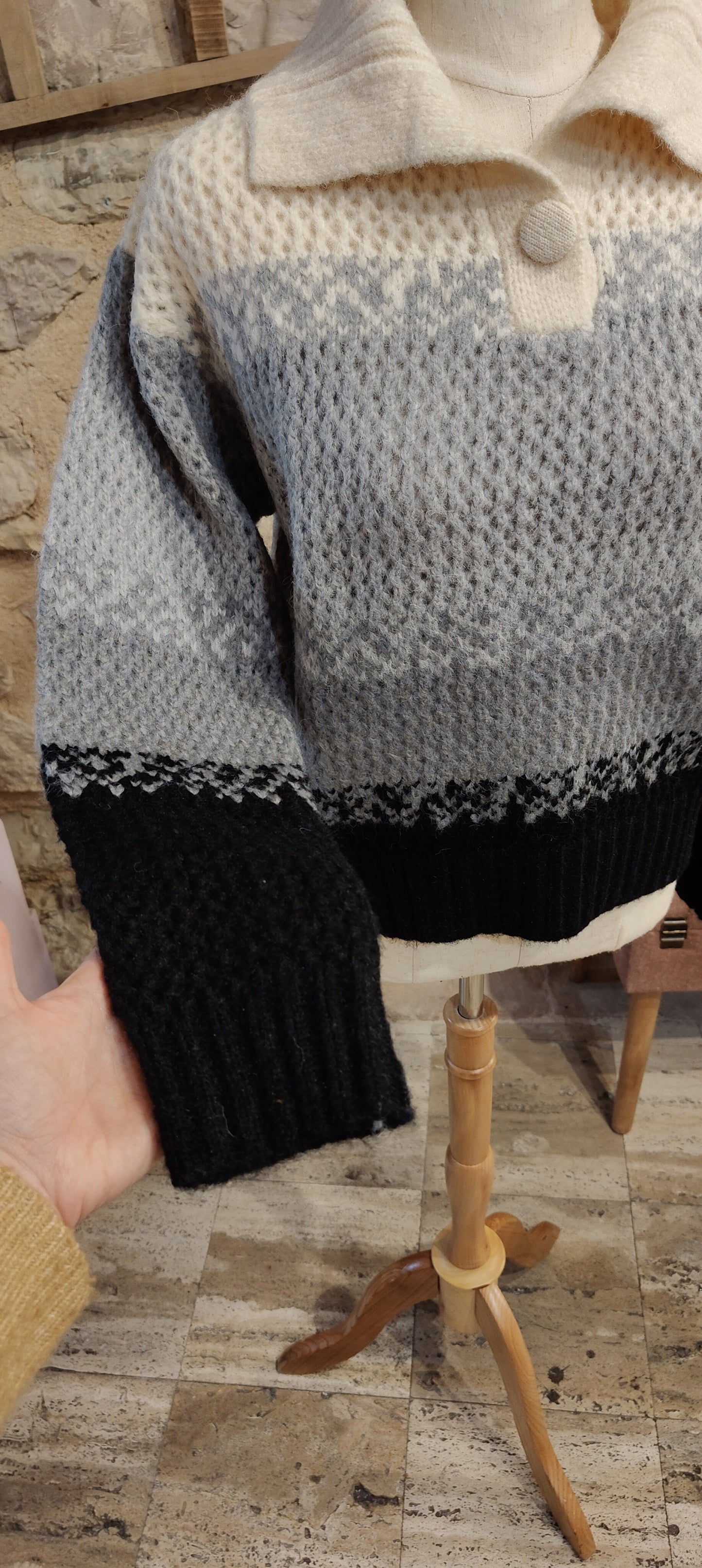 Maglioncino tricolore grigio