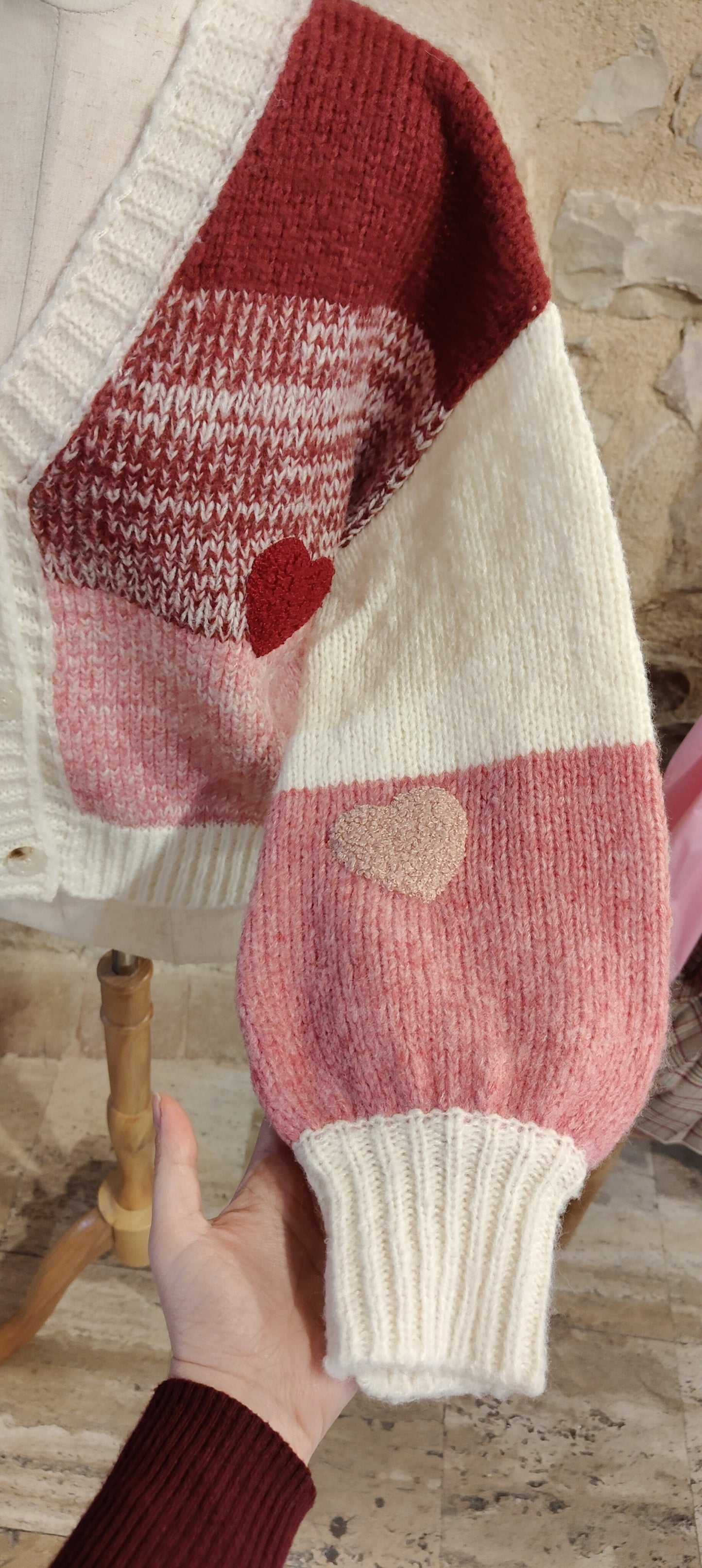 Cardigan cuoricini rosa