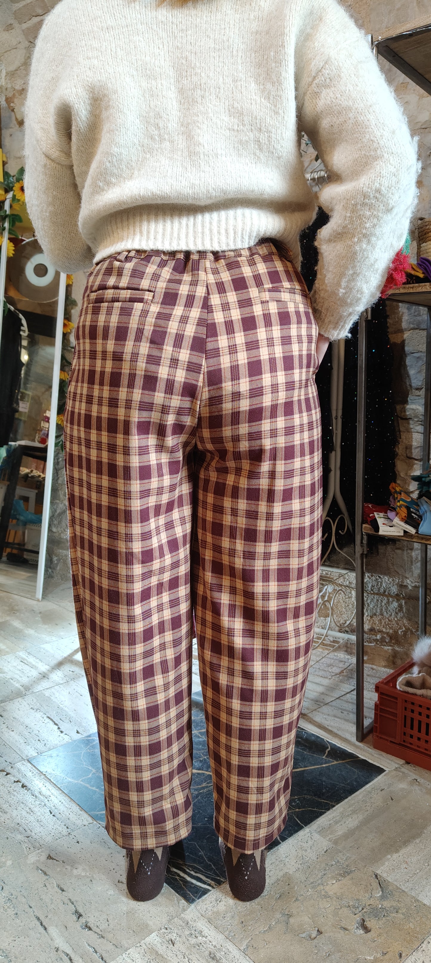 Pantaloni quadri porpora