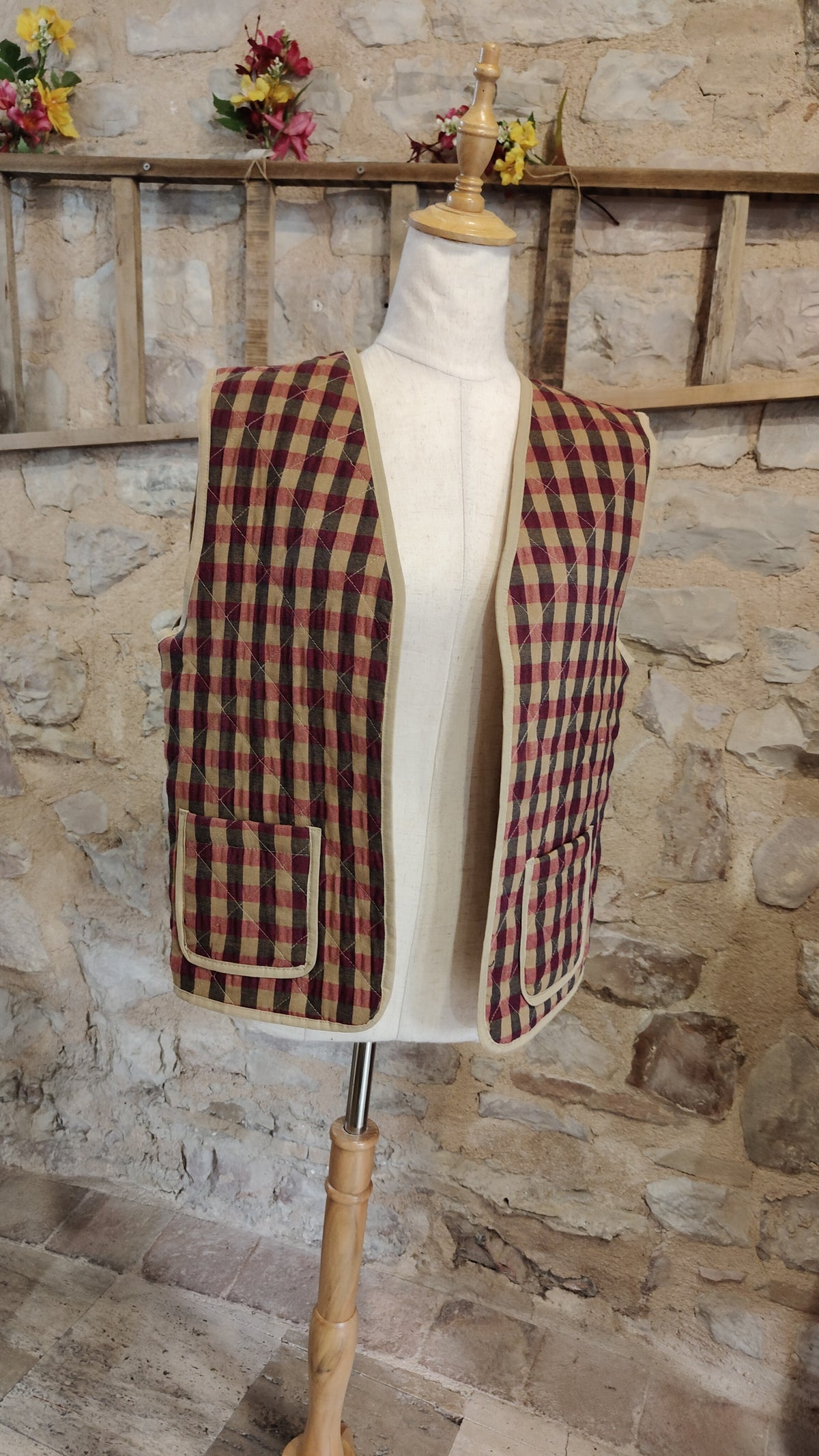 Gilet scacchetti (beige)