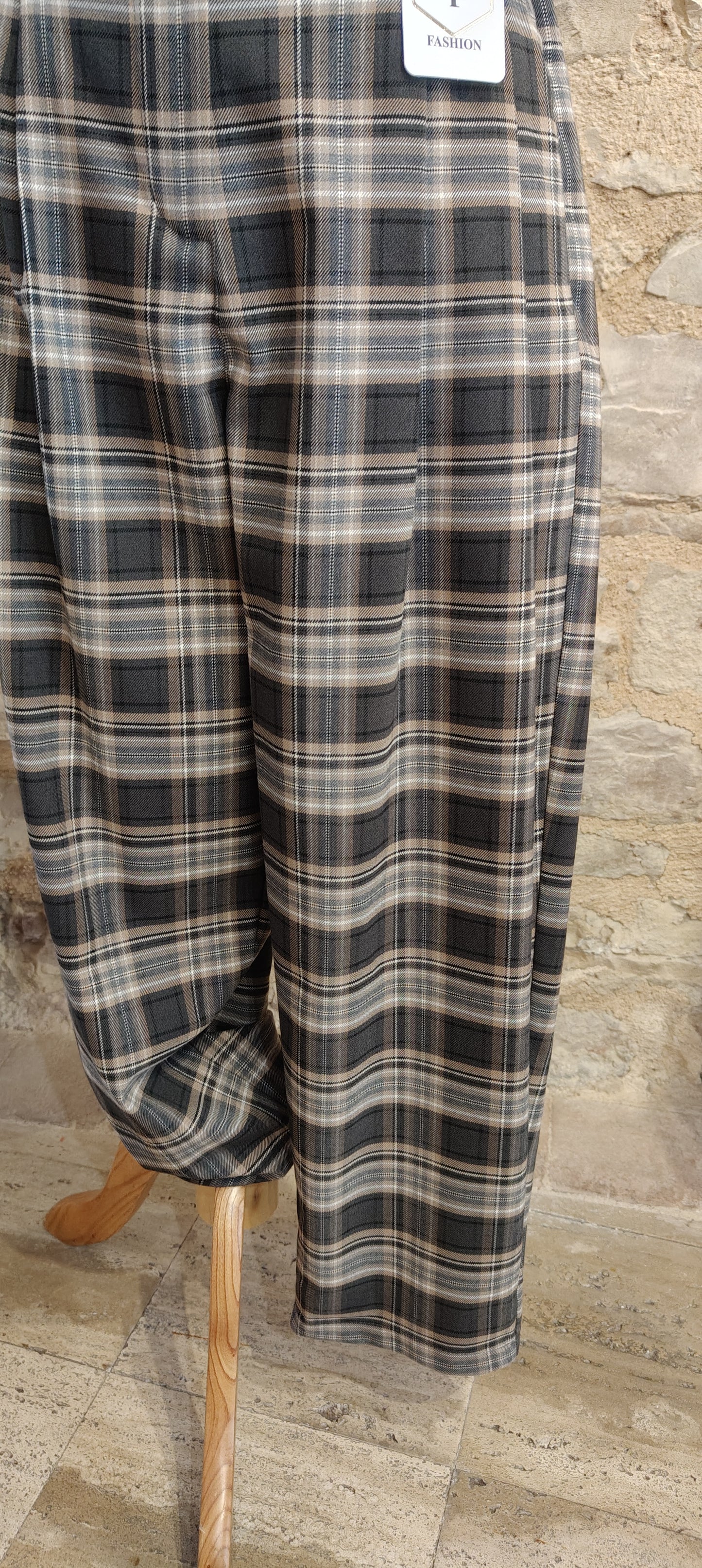 Pantalone baloon tartan beige