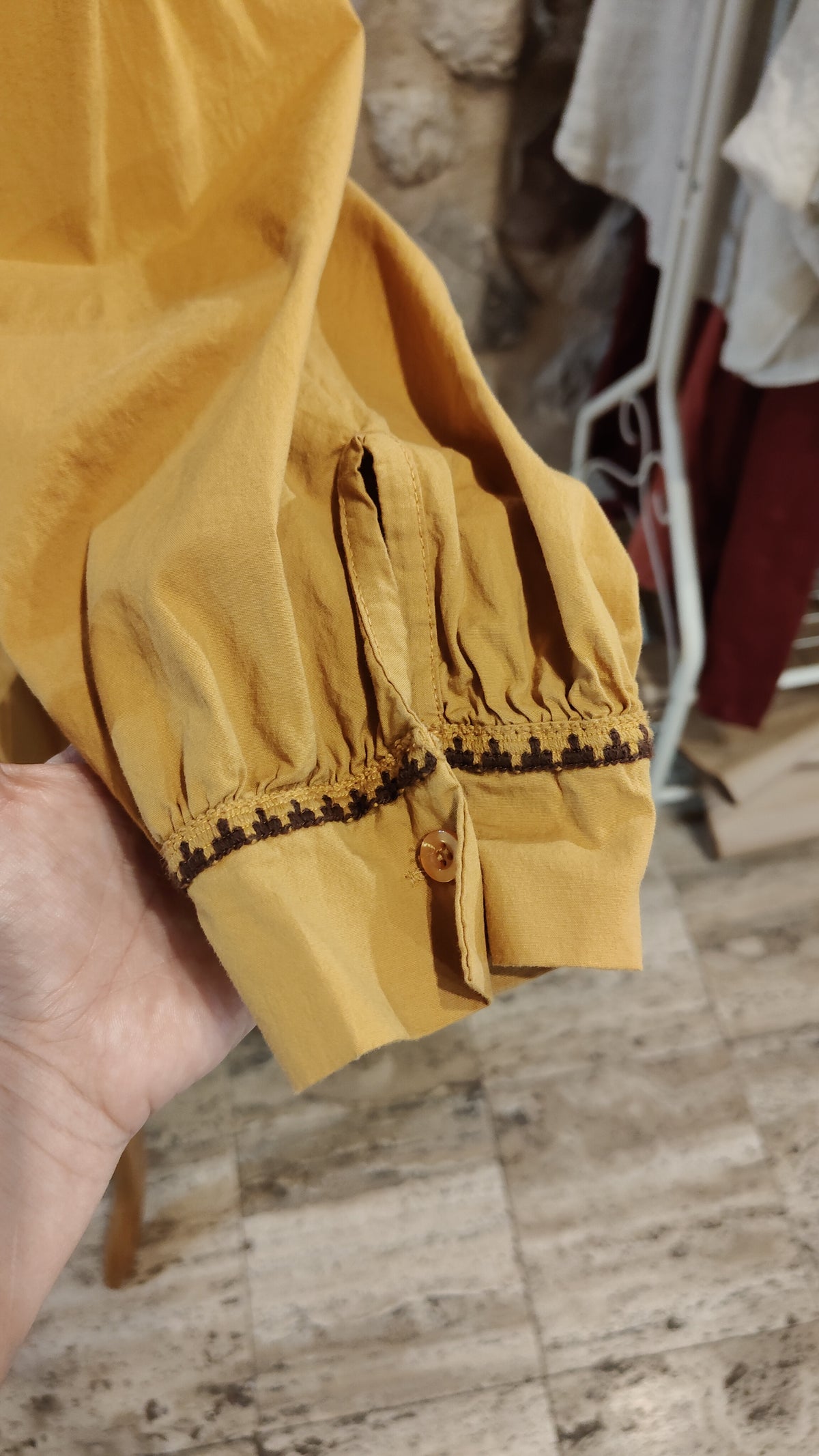 Camicia campanella senape