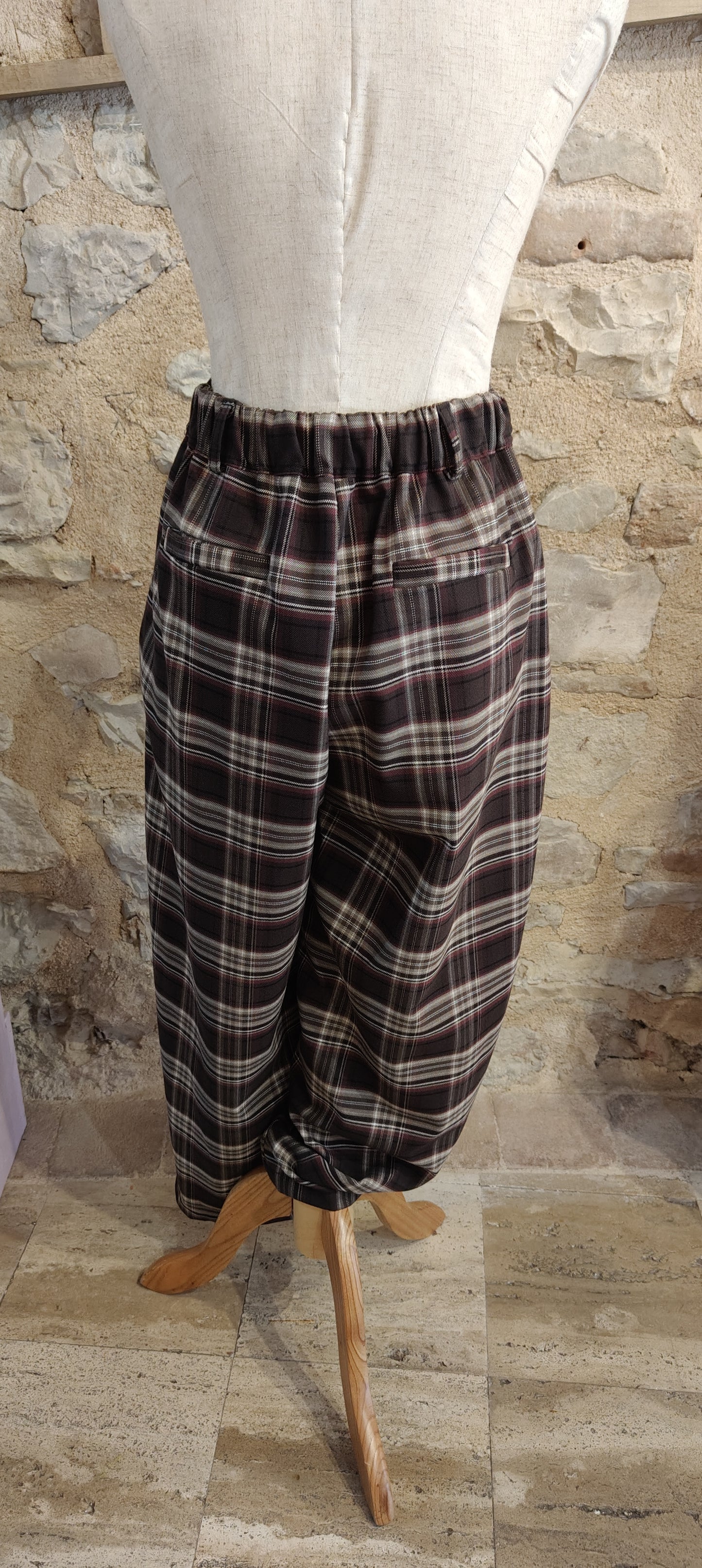 Pantalone baloon scozzesi bordeaux