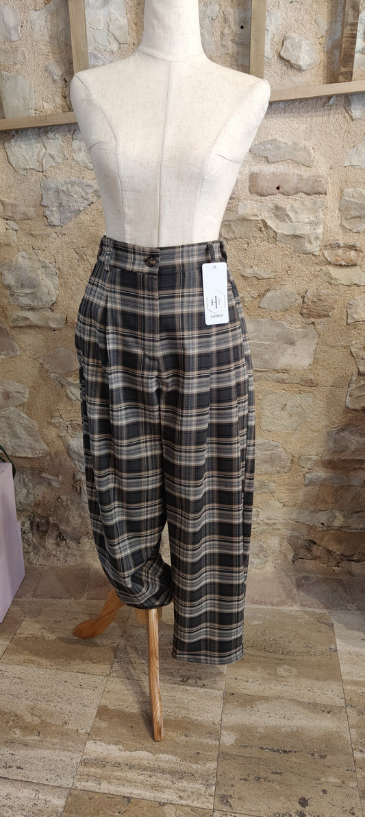 Pantalone baloon tartan beige