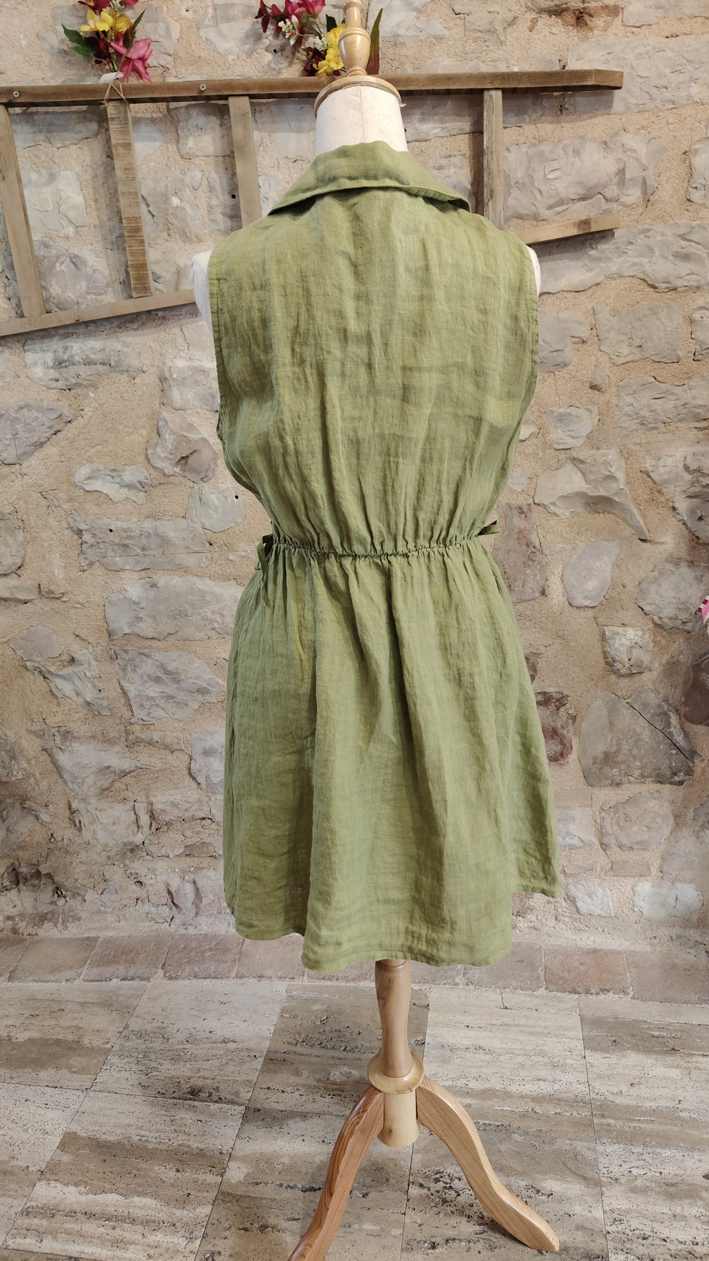 Abito chemisier lino verde