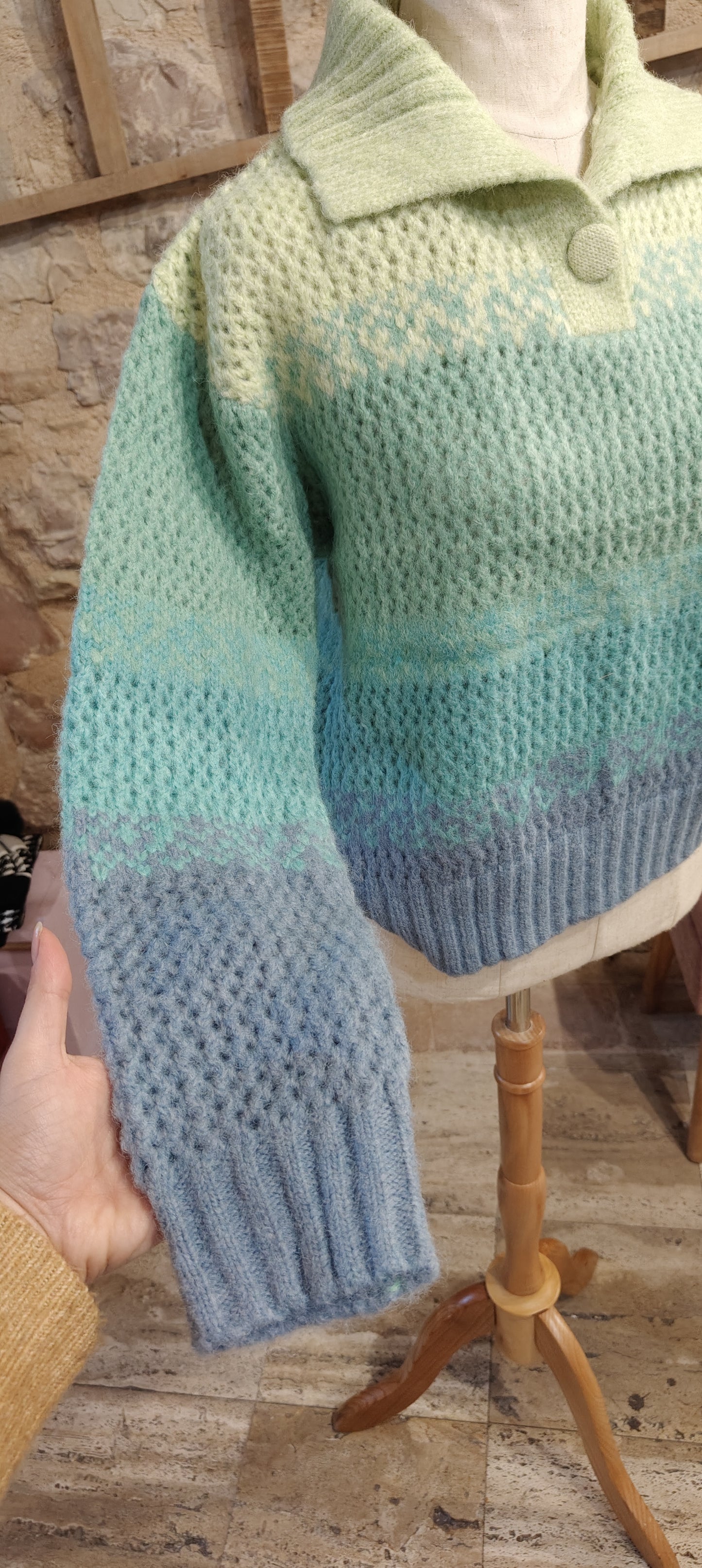 Maglioncino tricolore azzurro