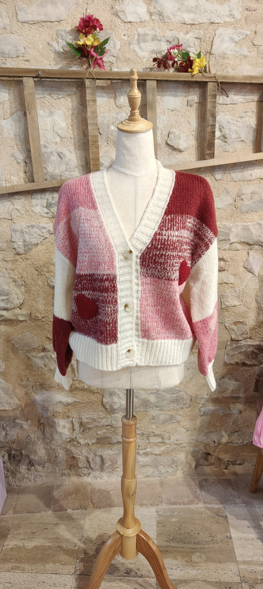 Cardigan cuoricini rosa