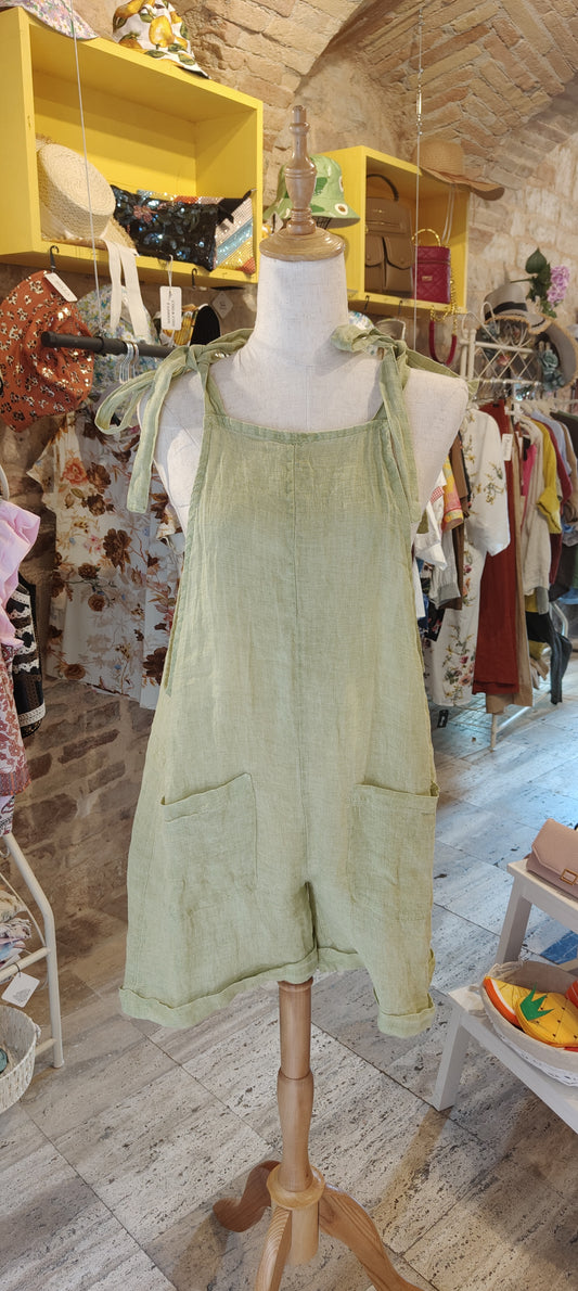 Salopette lino verde