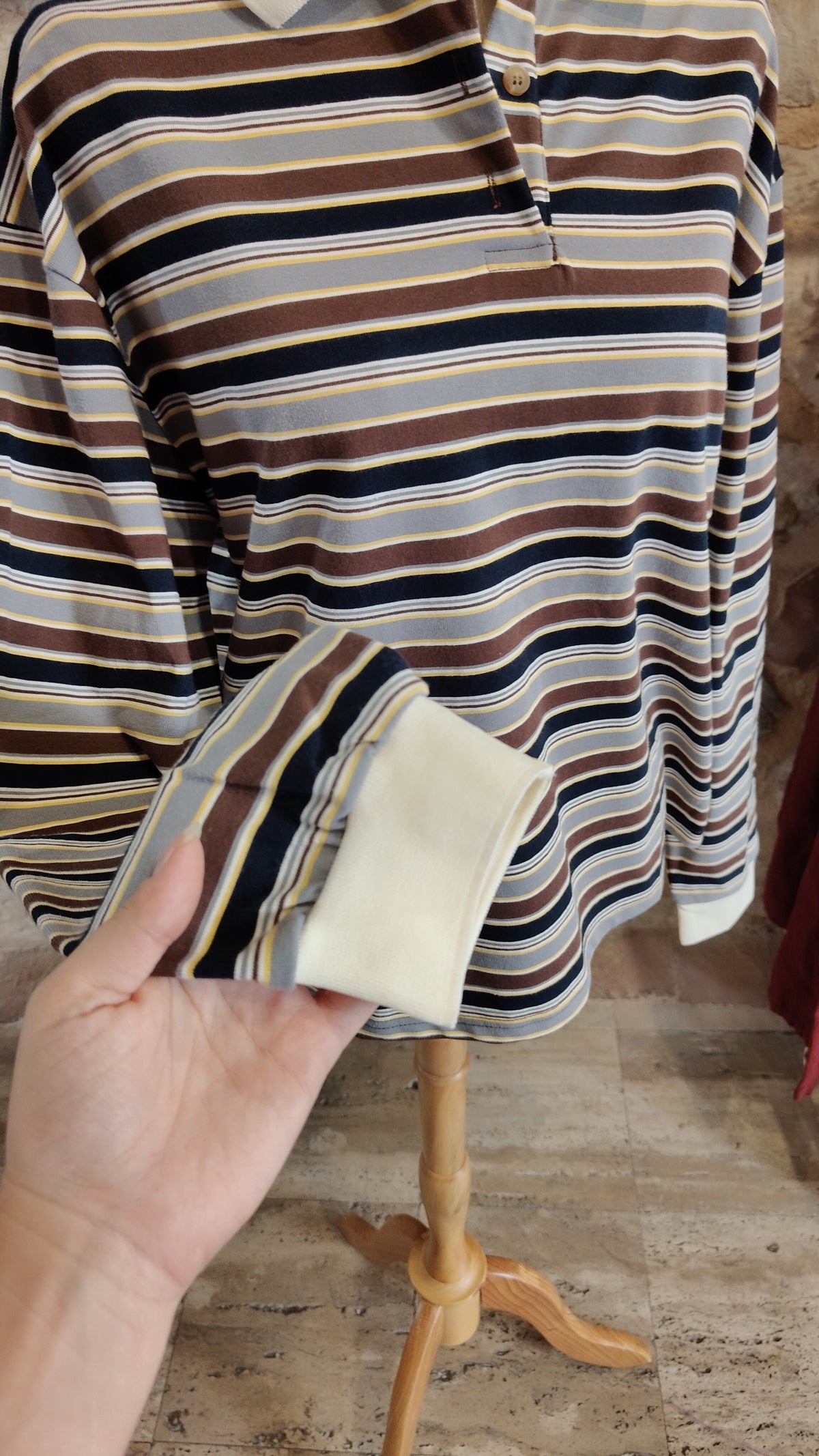 Polo righette grigia