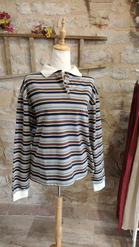 Polo righette grigia
