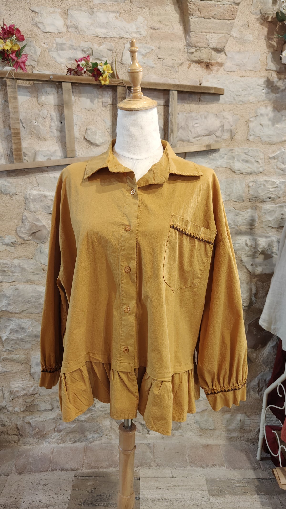 Camicia campanella senape