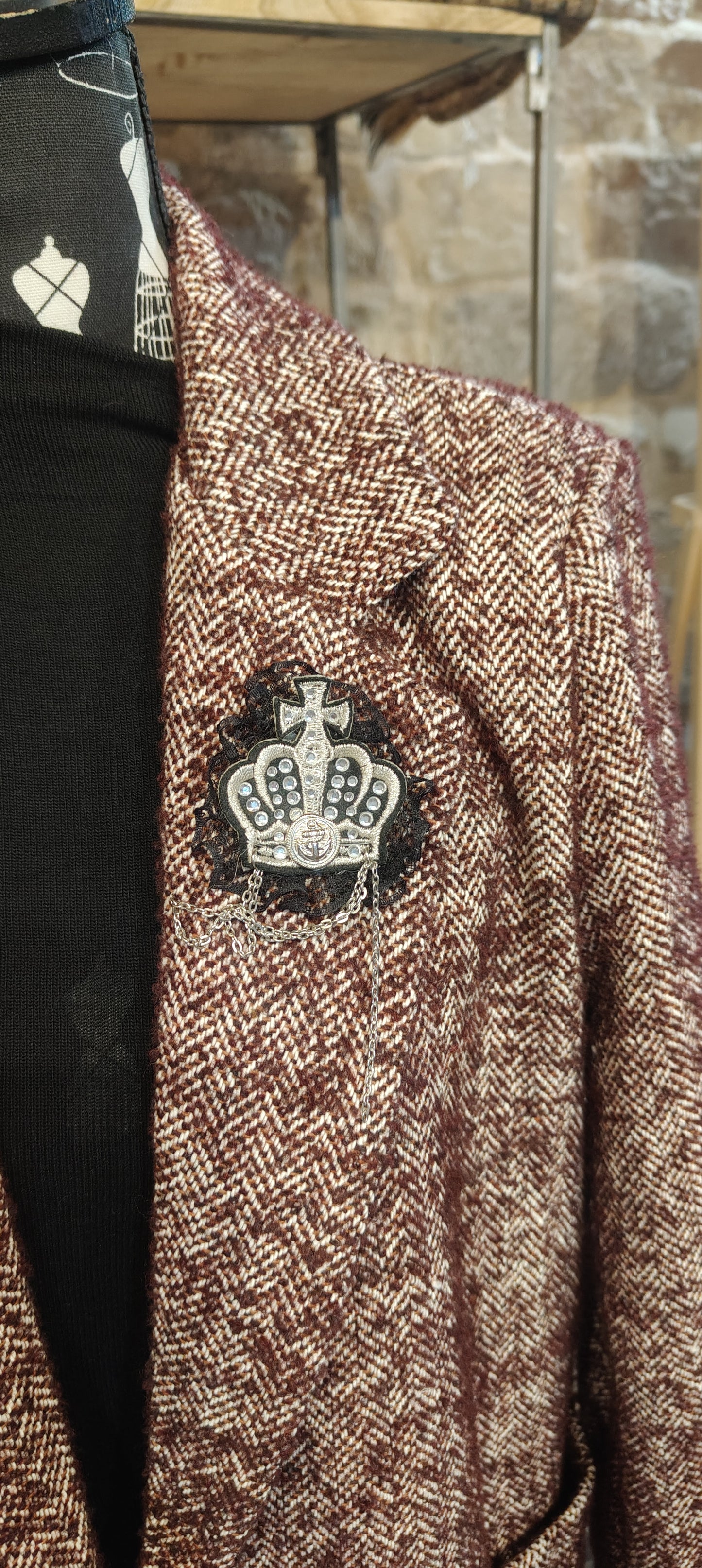 Cappotto pies de poule bordeaux