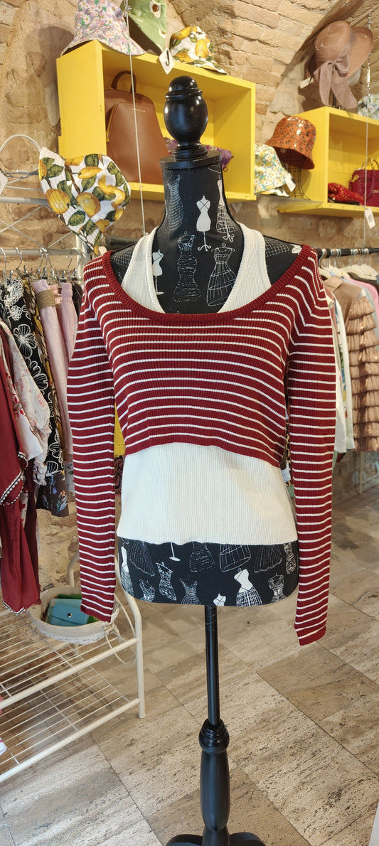Maglia a righe bordeaux