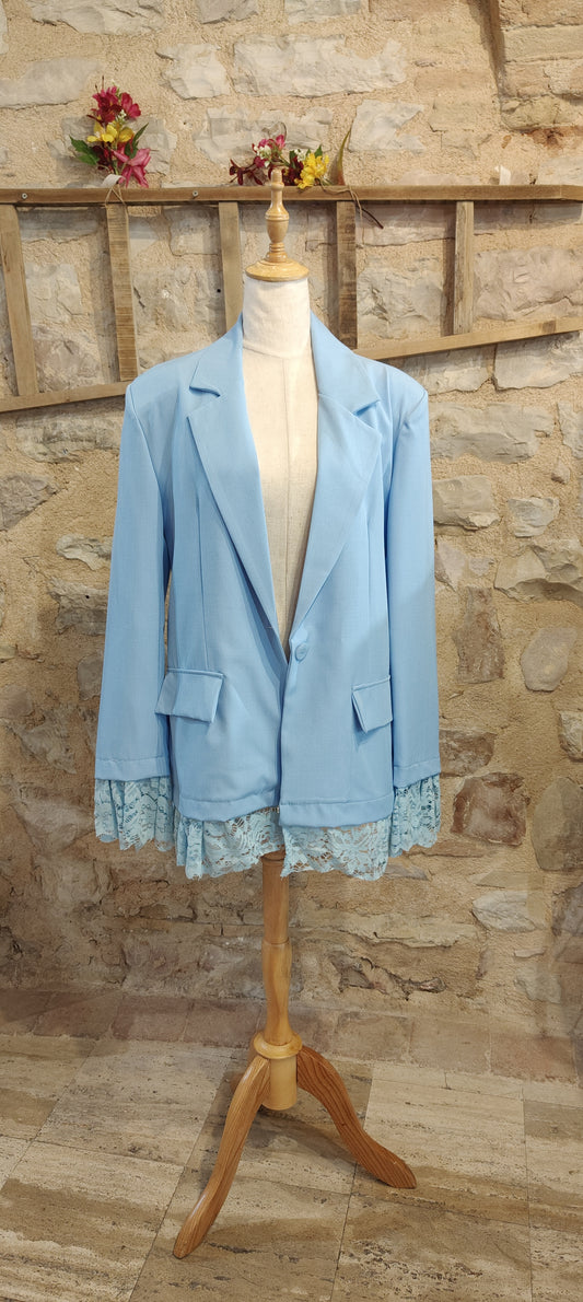 Blazer pizzo celeste