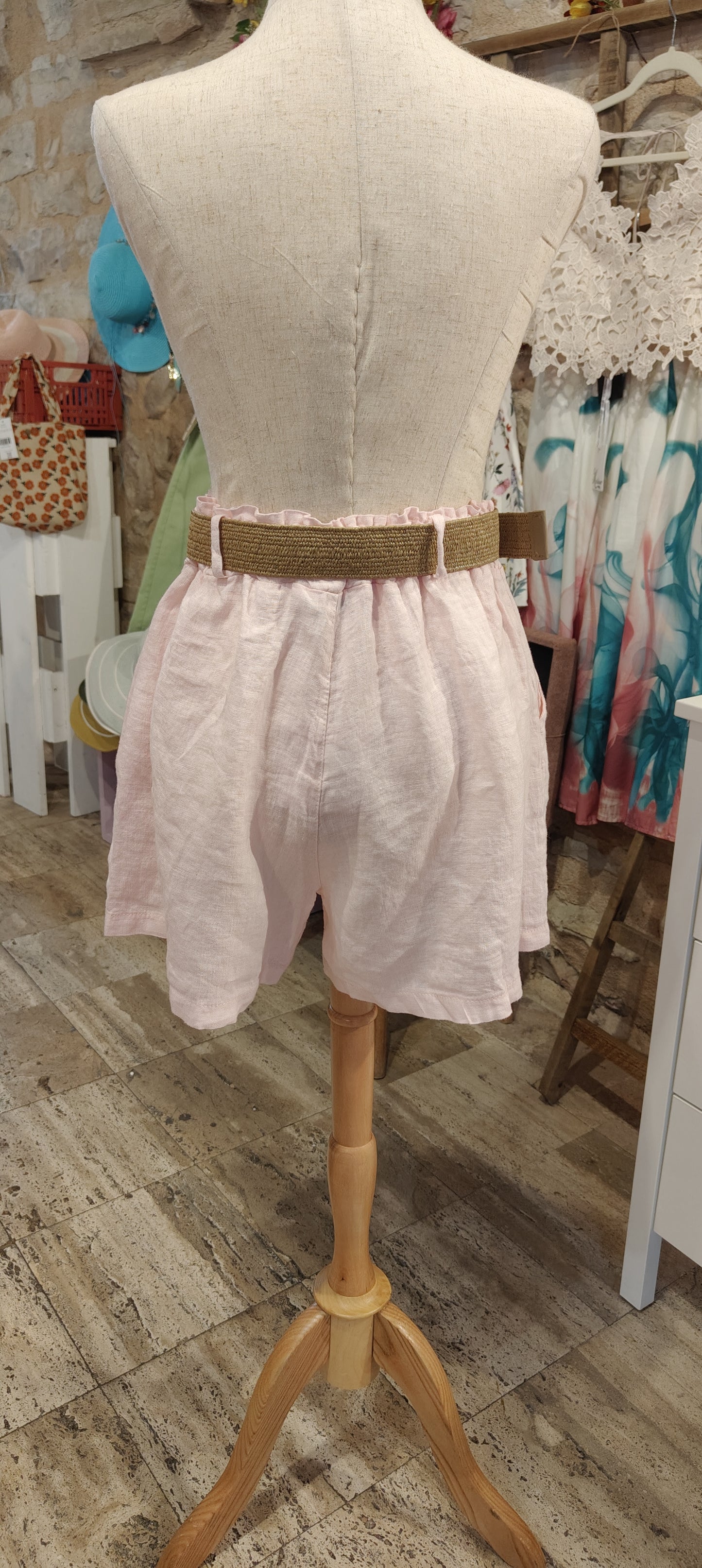 Shorts lino rosa