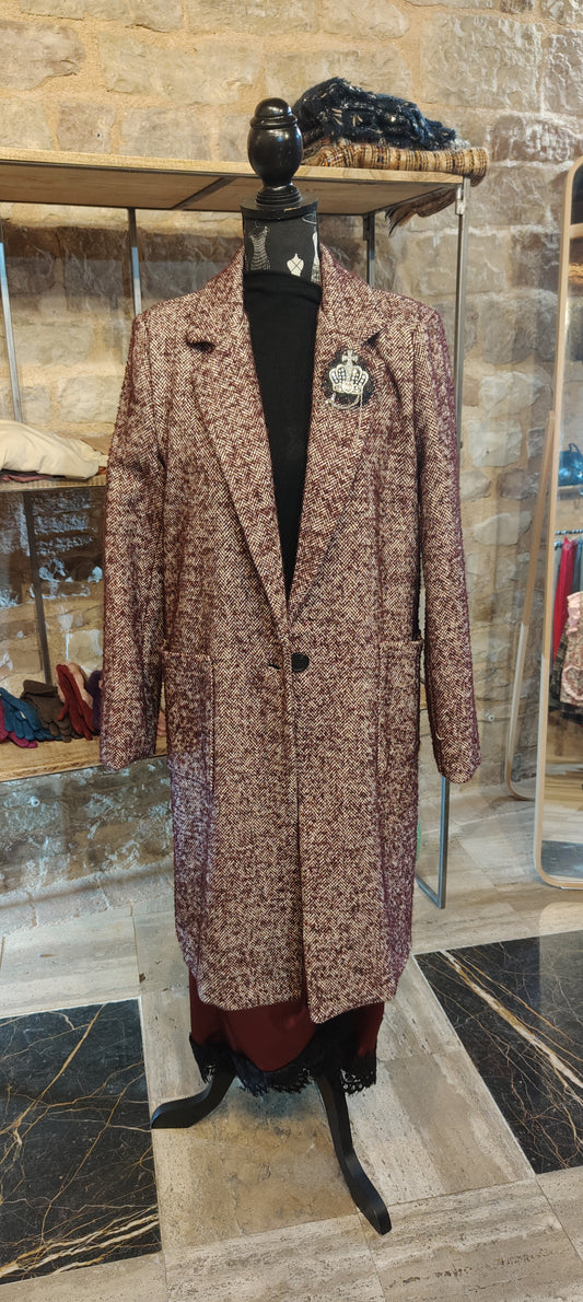 Cappotto pies de poule bordeaux