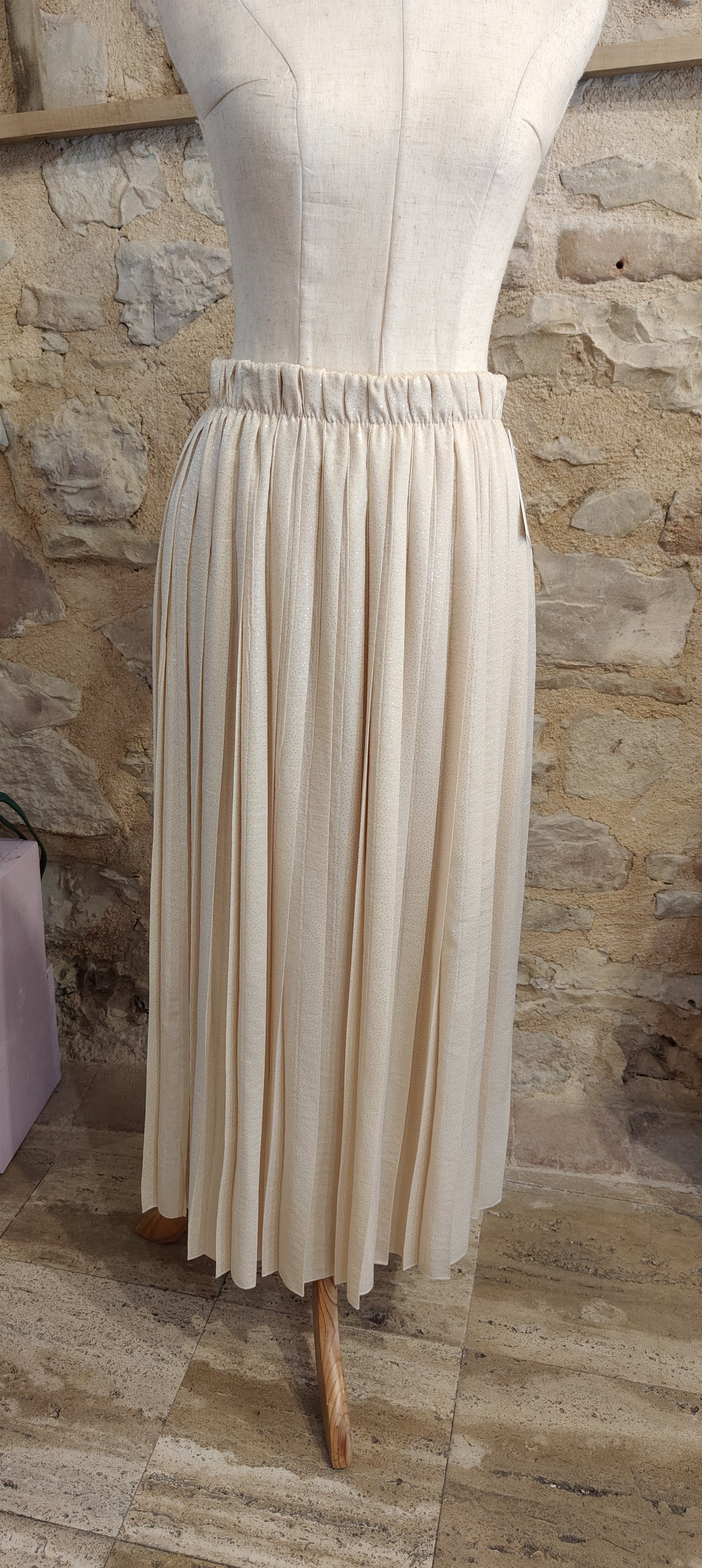 Gonna plissettata beige