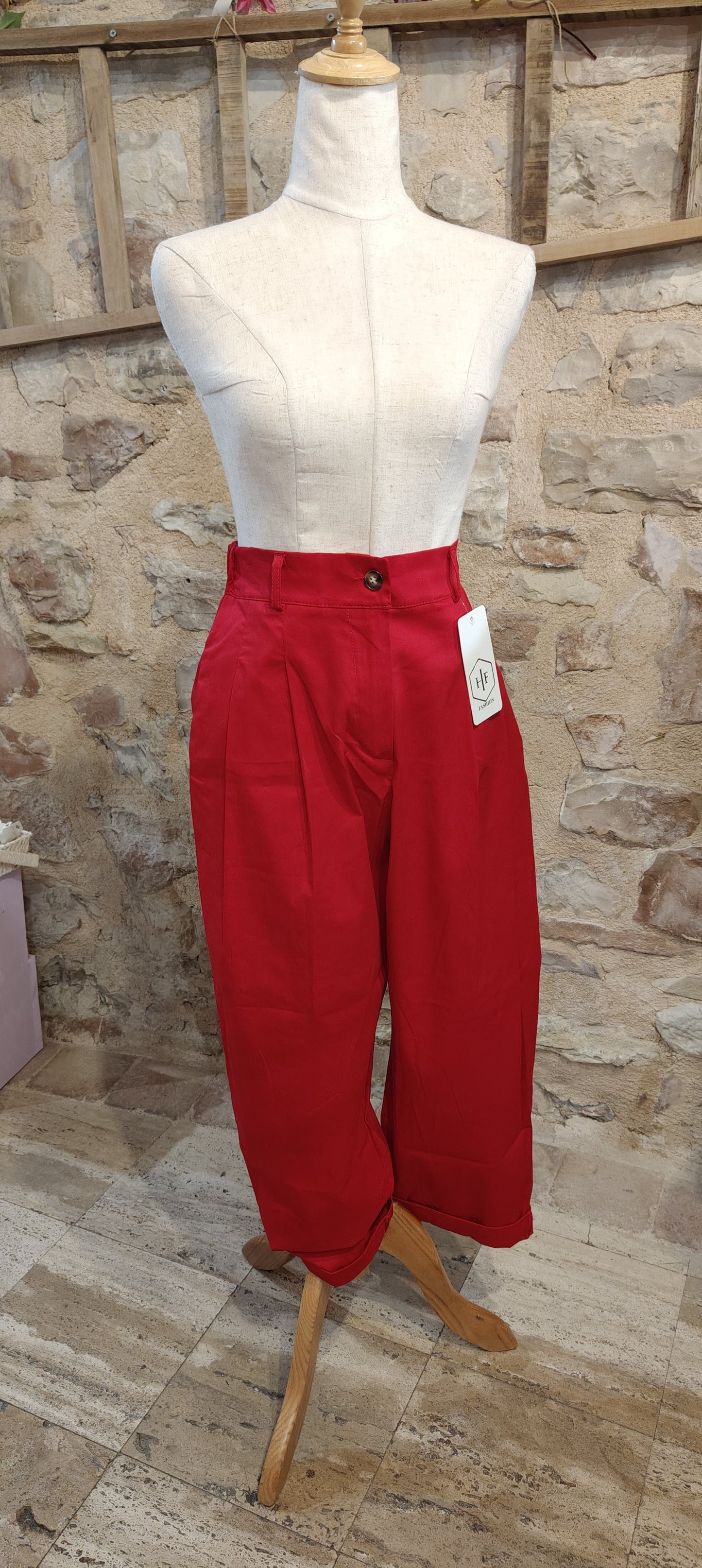 Pantalone balloon rosso ciliegia