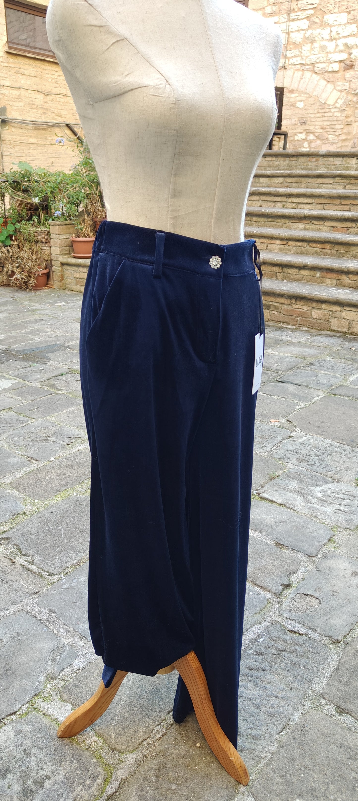 Pantaloni velluto blu