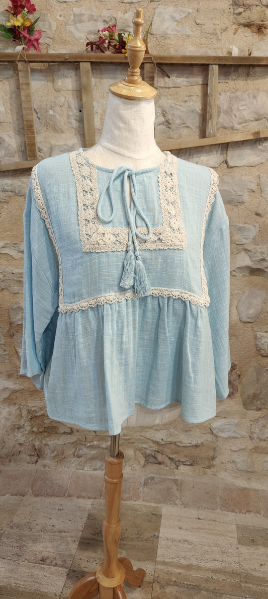 Blusa bohème (azzurra)