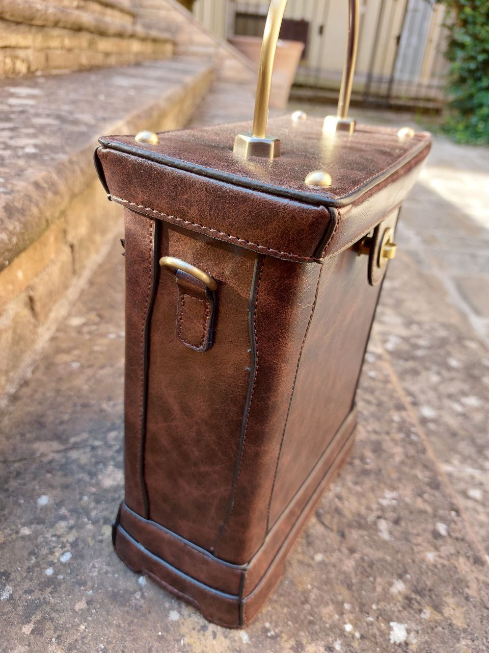 Borsa orologio rettangolare marrone