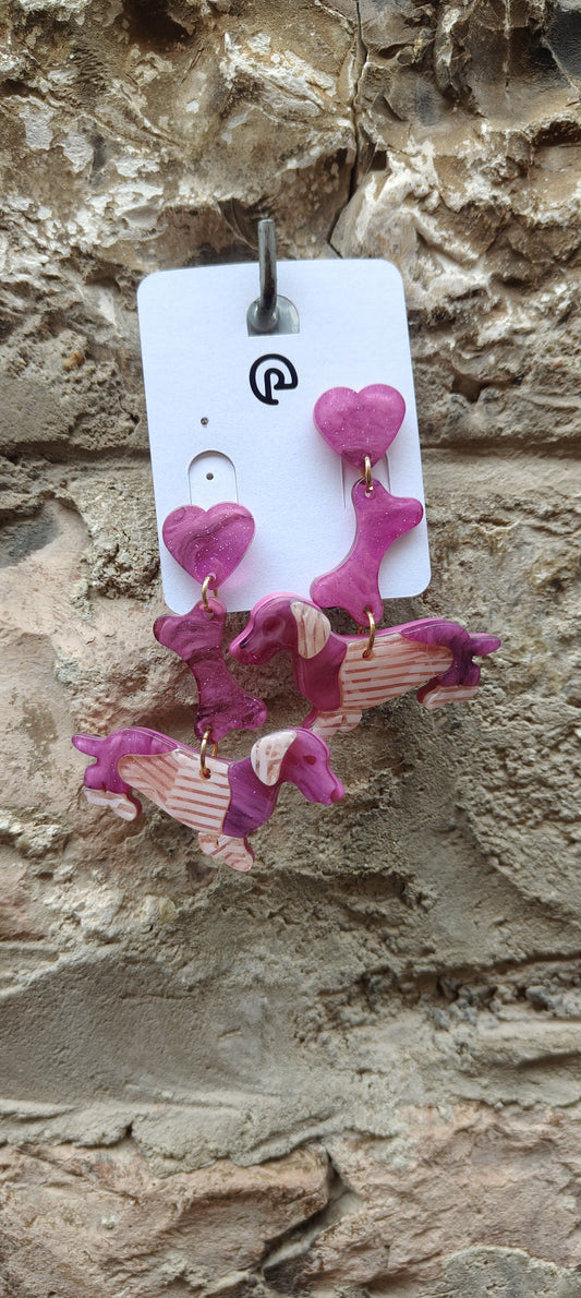 Orecchini cane fucsia